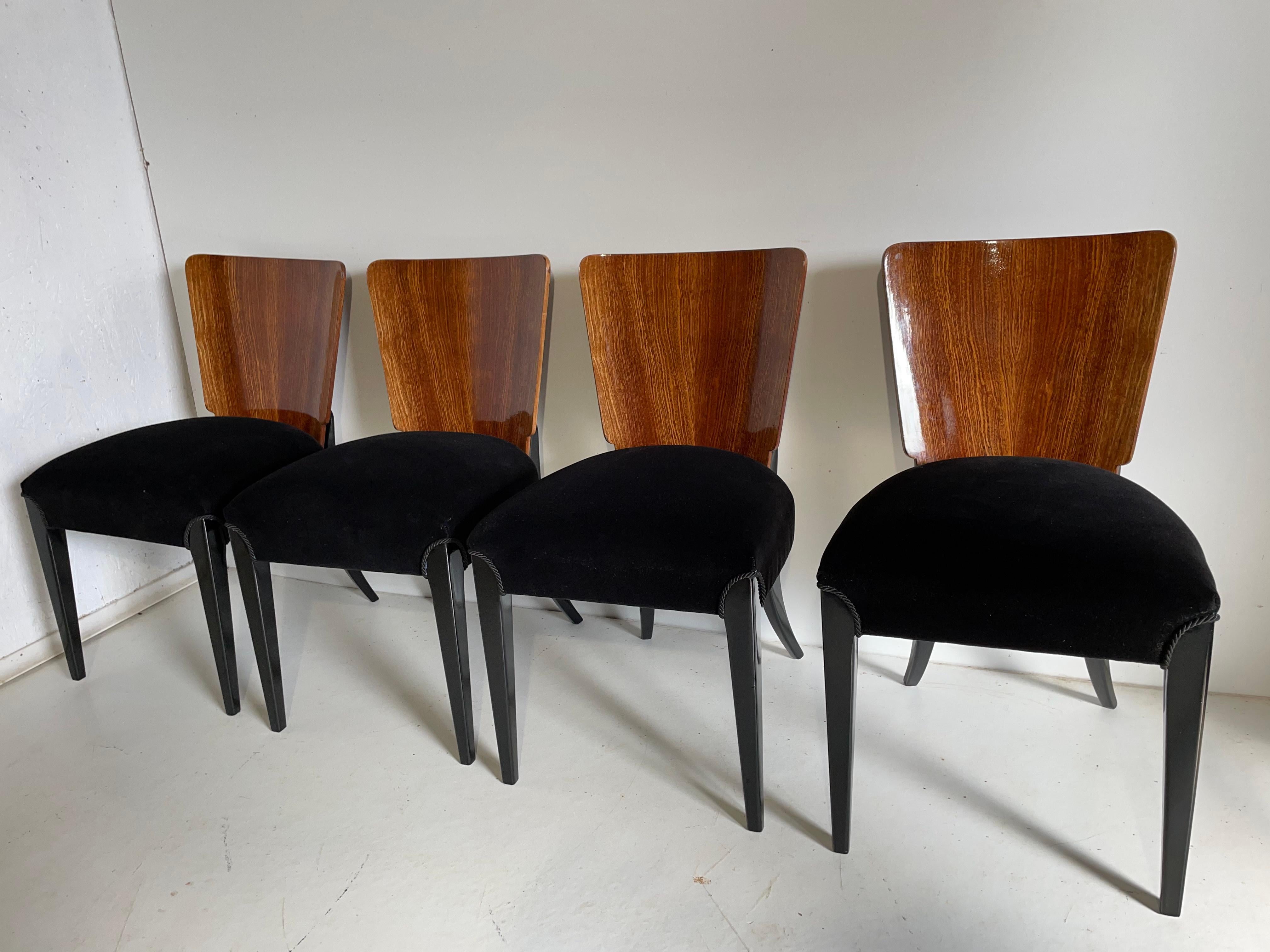 Czech Art Deco 4 Chairs J. Halabala For Sale