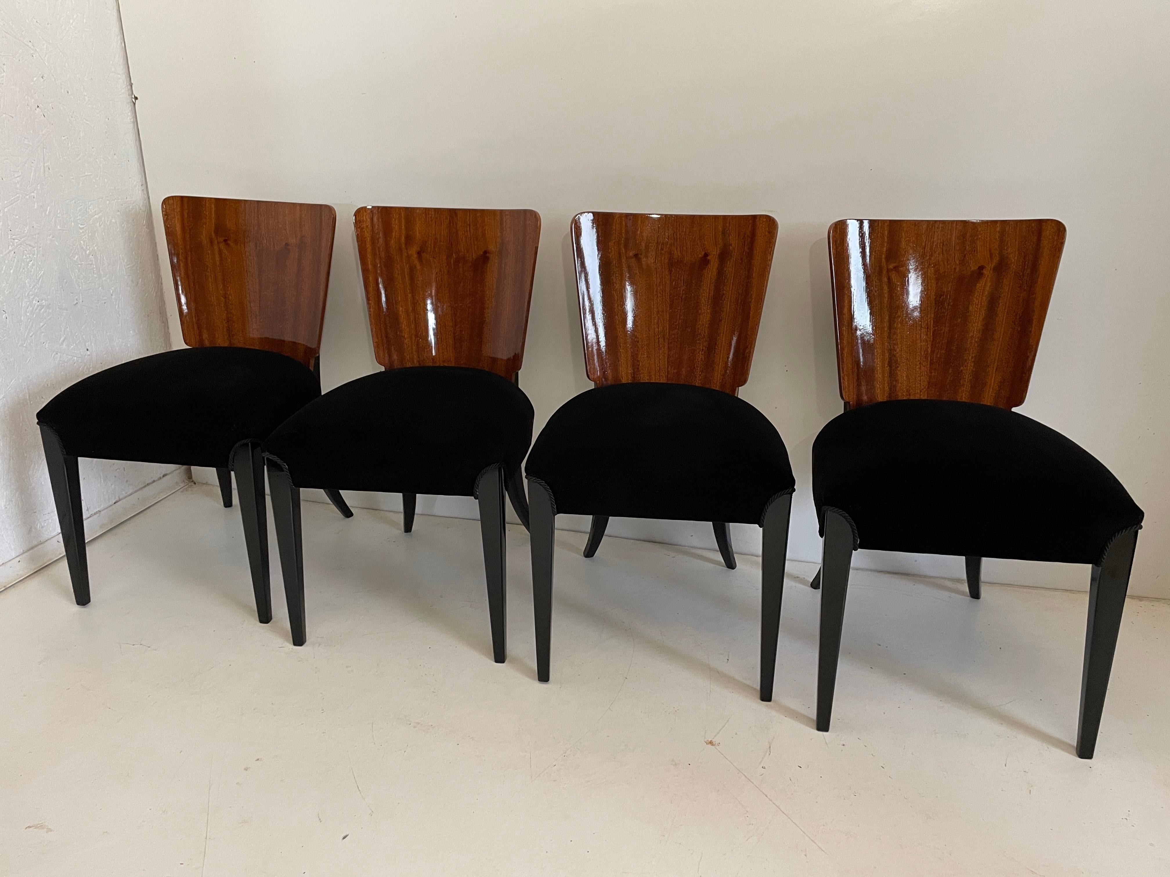 Art Deco 4 Chairs J. Halabala . In Good Condition For Sale In Kraków, Małopolska