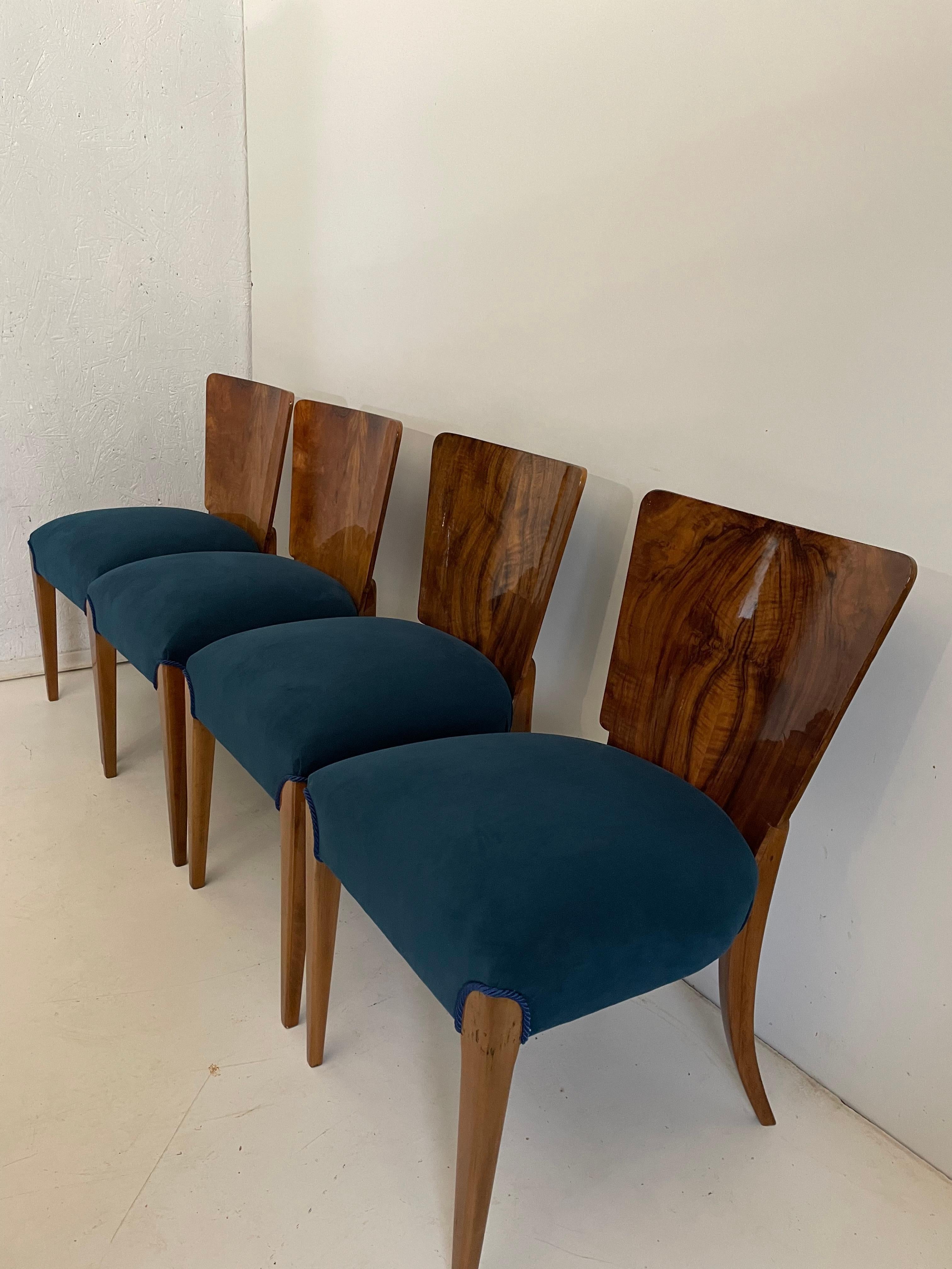 Art déco, 4 Stühle, J. Halabala (Mitte des 20. Jahrhunderts) im Angebot
