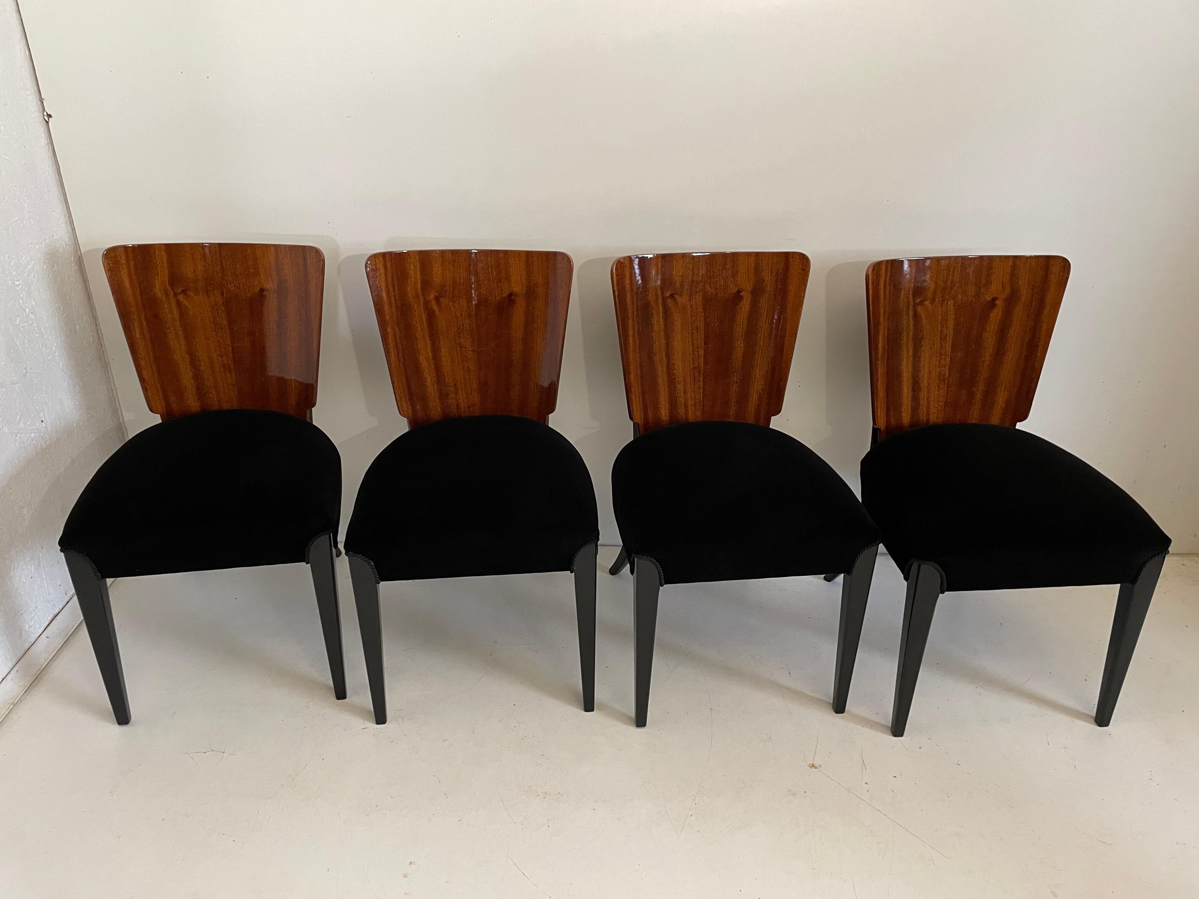 Art Deco 4 Chairs J. Halabala . For Sale 1