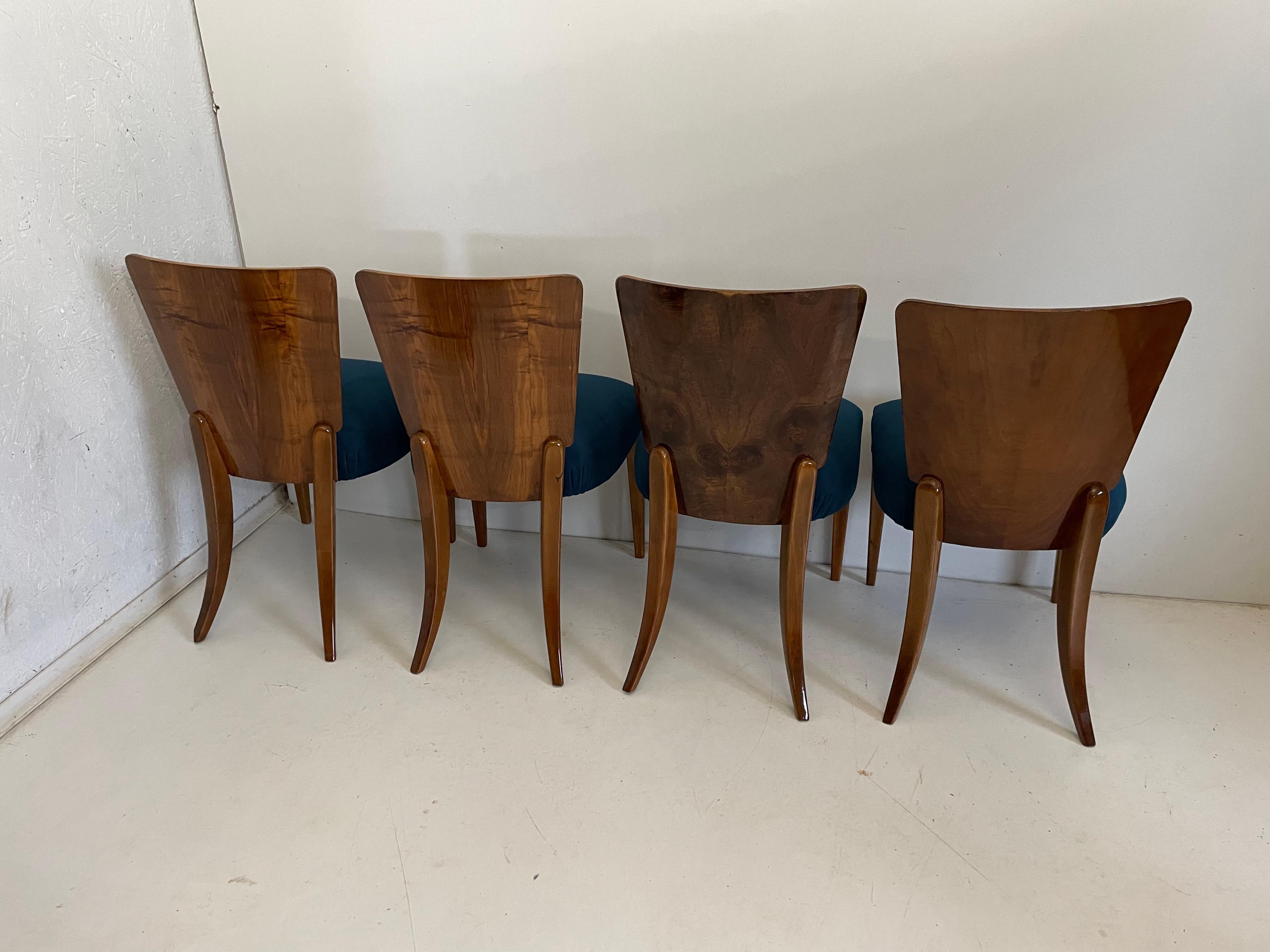 Art Deco 4 Chairs J. Halabala For Sale 1