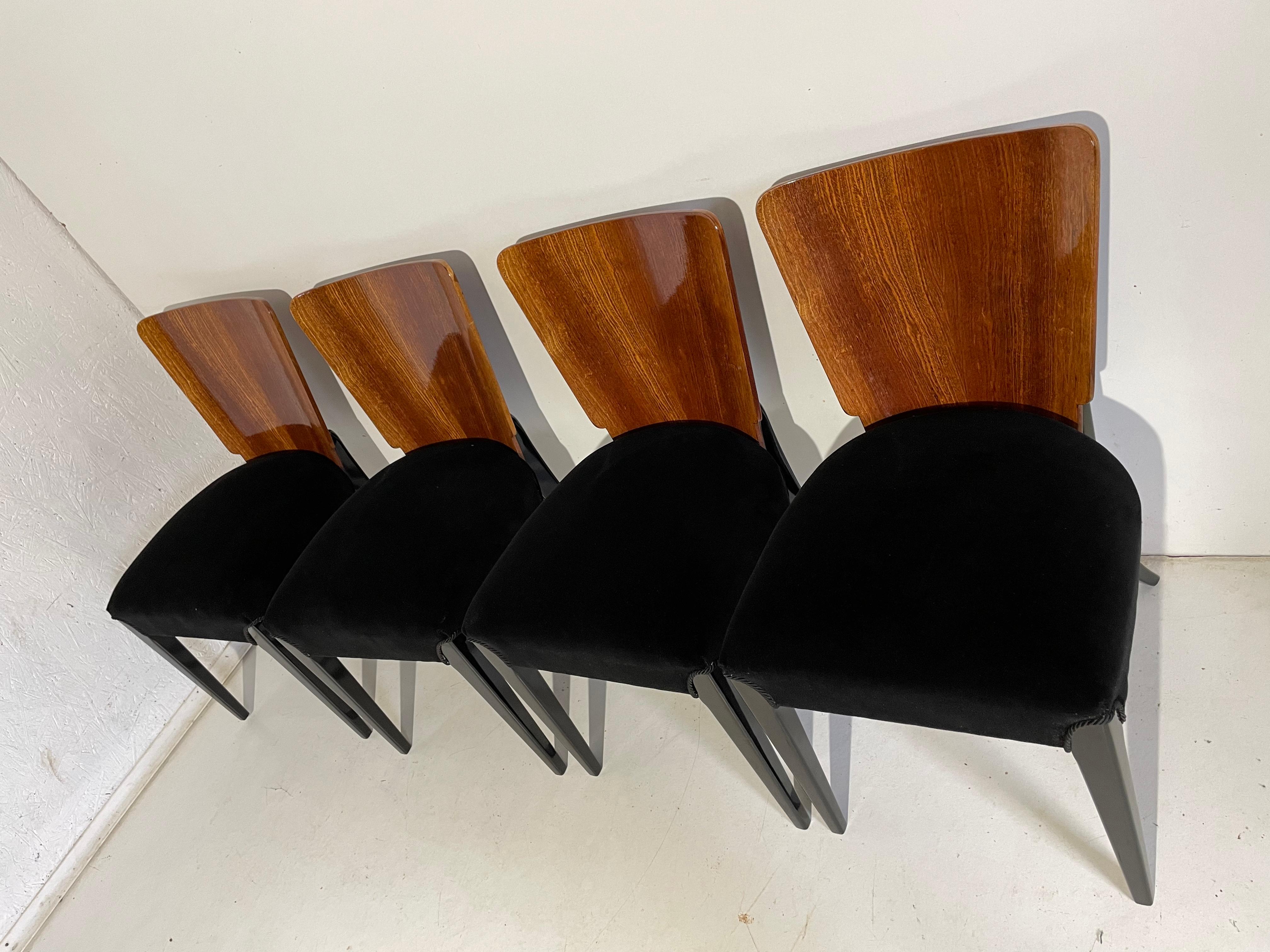 Art Deco 4 Chairs J. Halabala For Sale 1