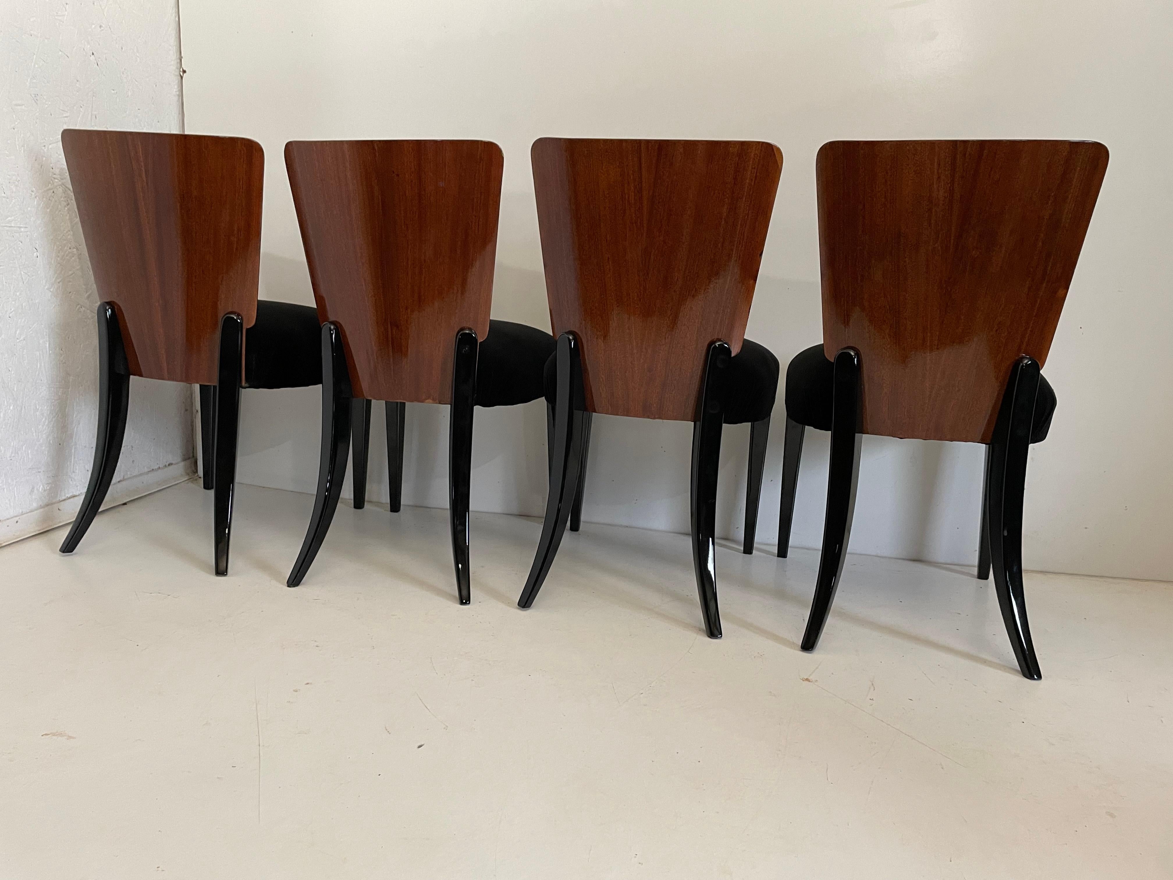 Art Deco 4 Chairs J. Halabala . For Sale 2