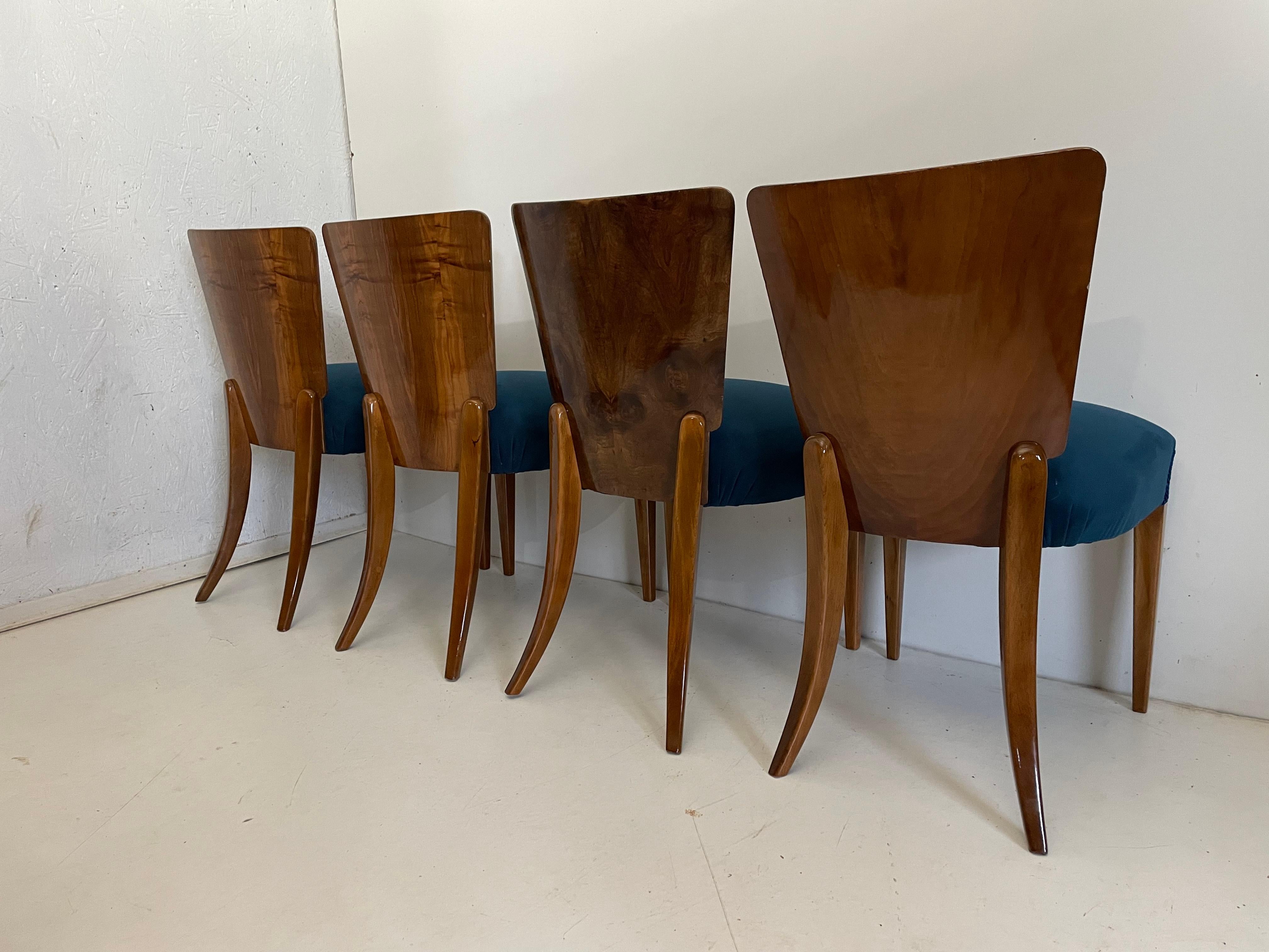 Art Deco 4 Chairs J. Halabala For Sale 2