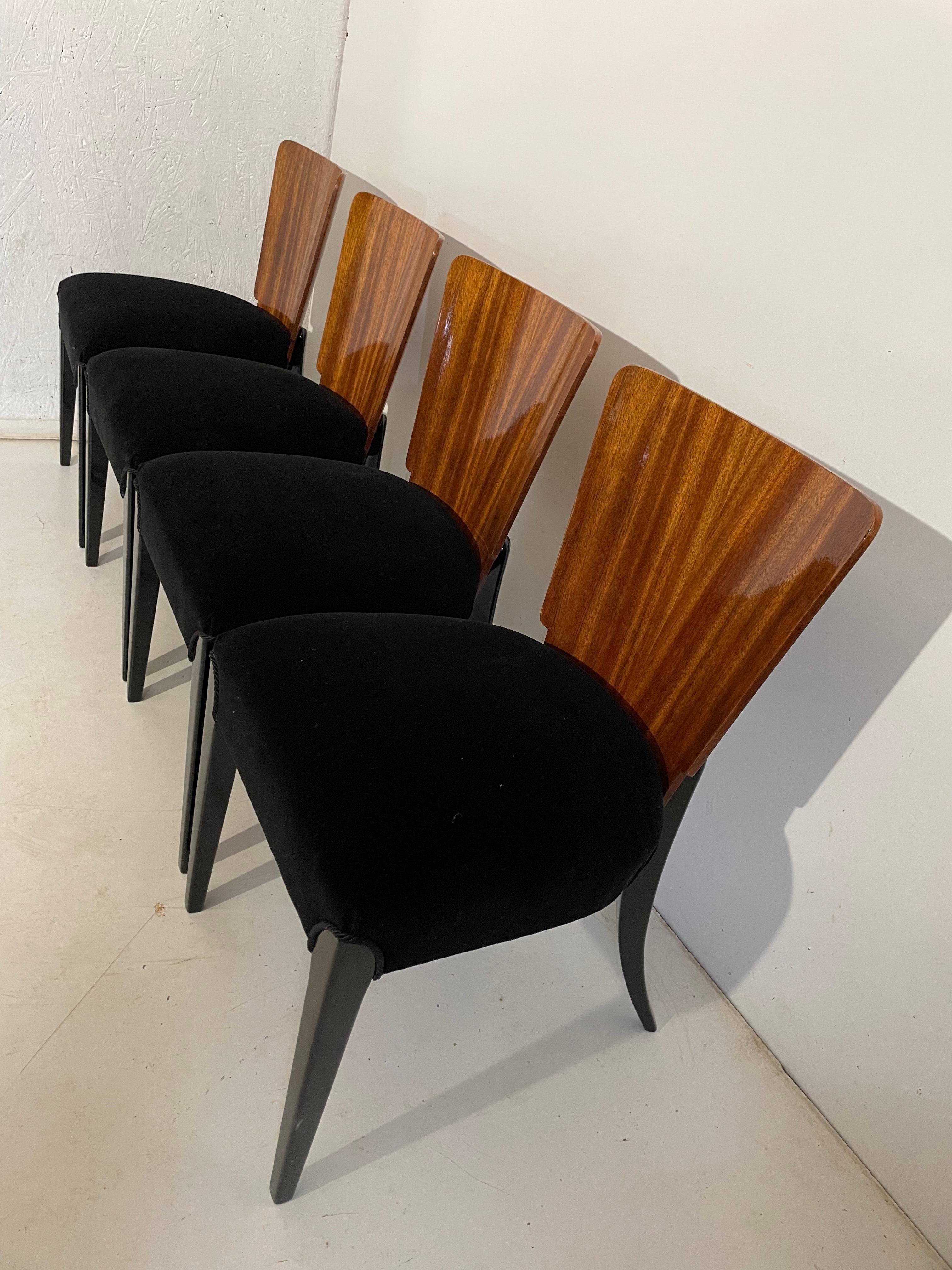 4 Chaises Art Déco J. Halabala en vente 2