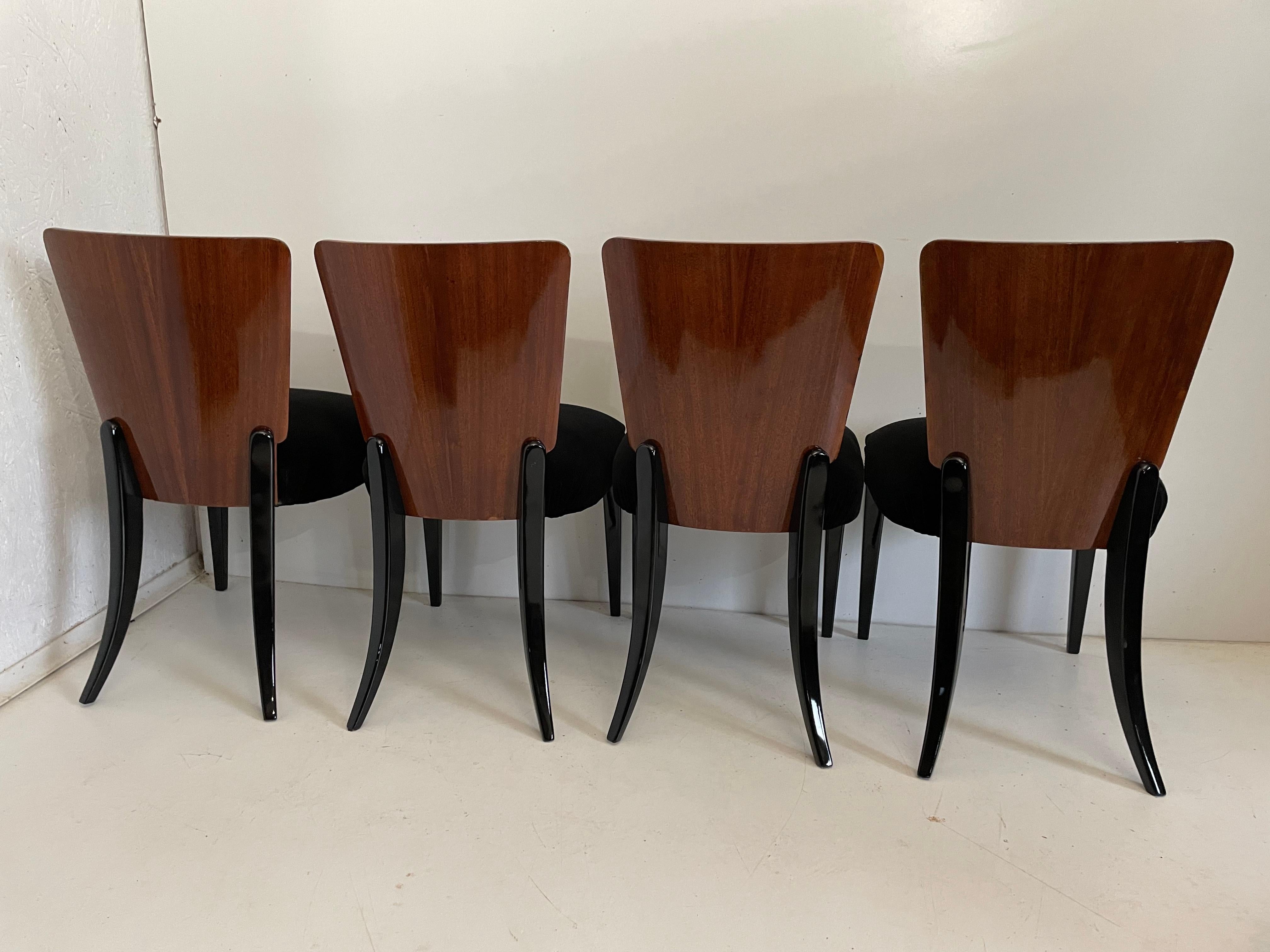 Art Deco 4 Chairs J. Halabala . For Sale 3