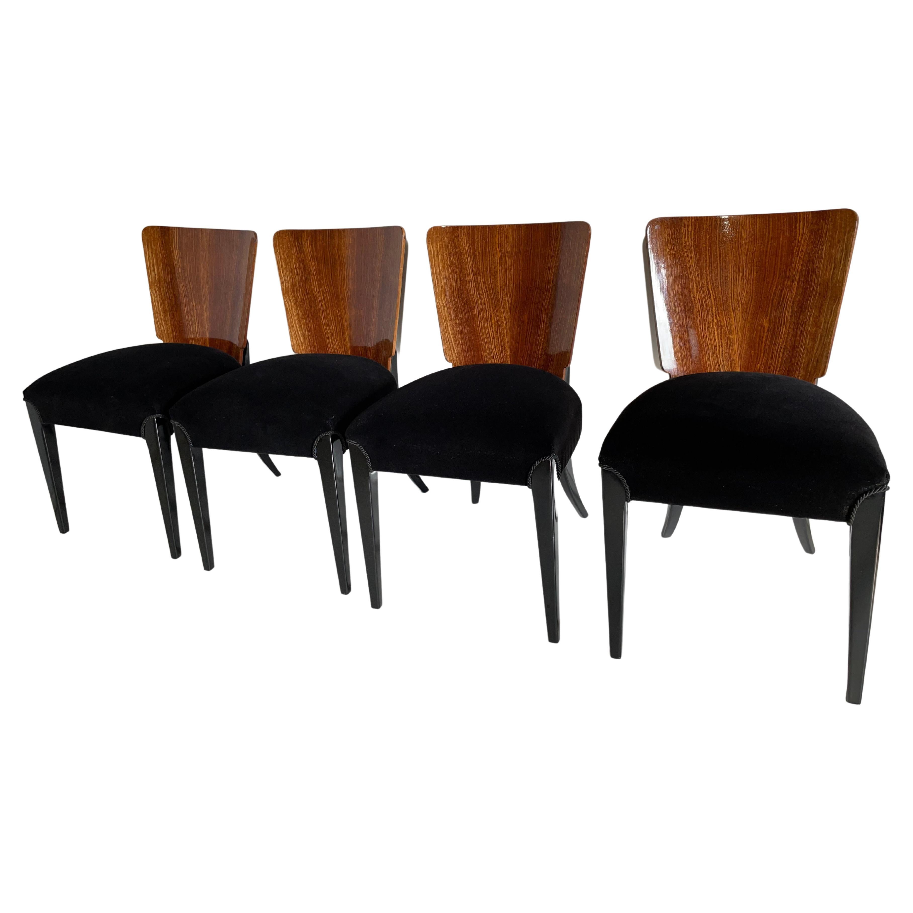 Art Deco 4 Chairs J. Halabala For Sale