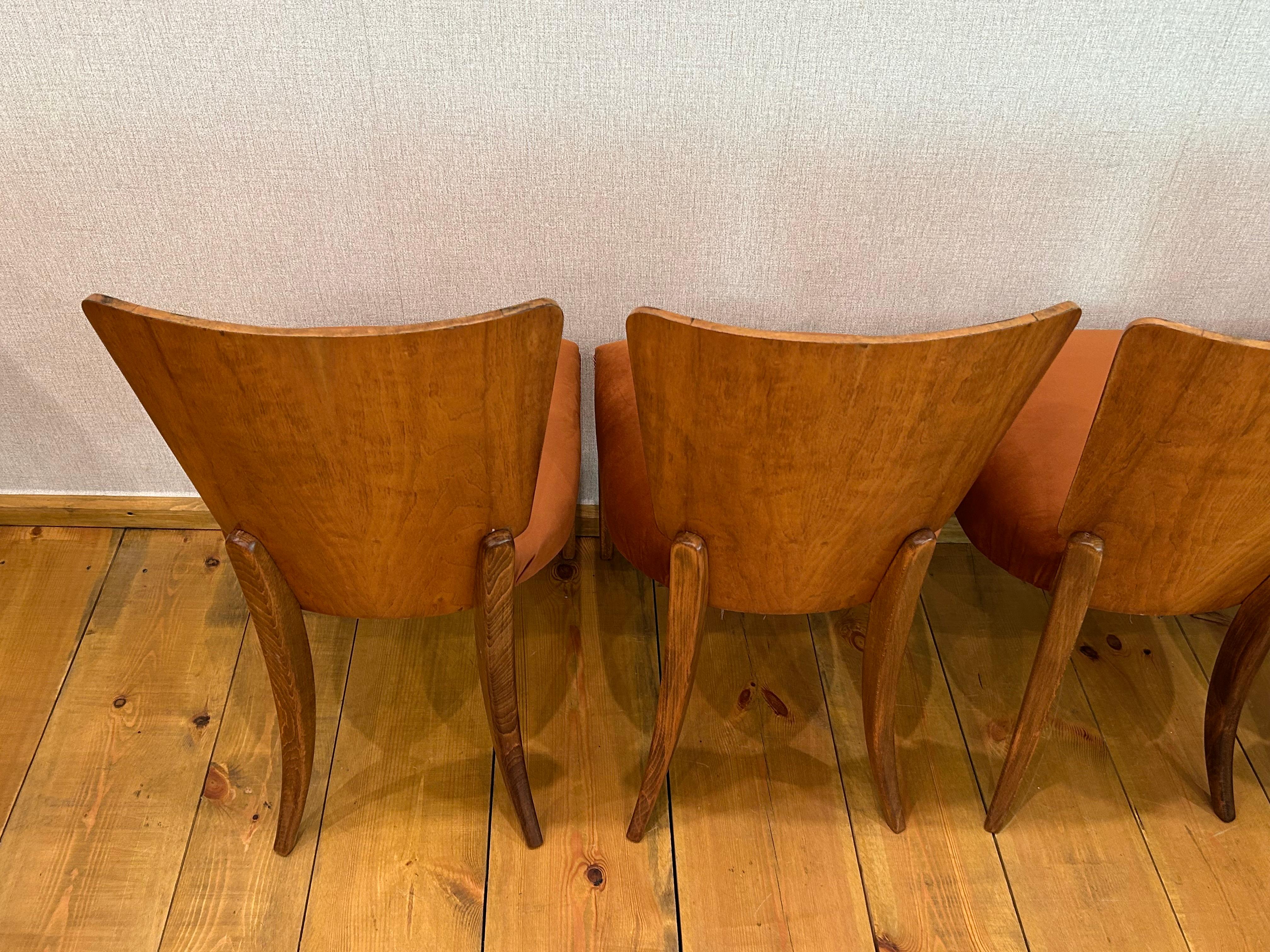 Art Deco 4 Stühle J. Halabala im Angebot 3