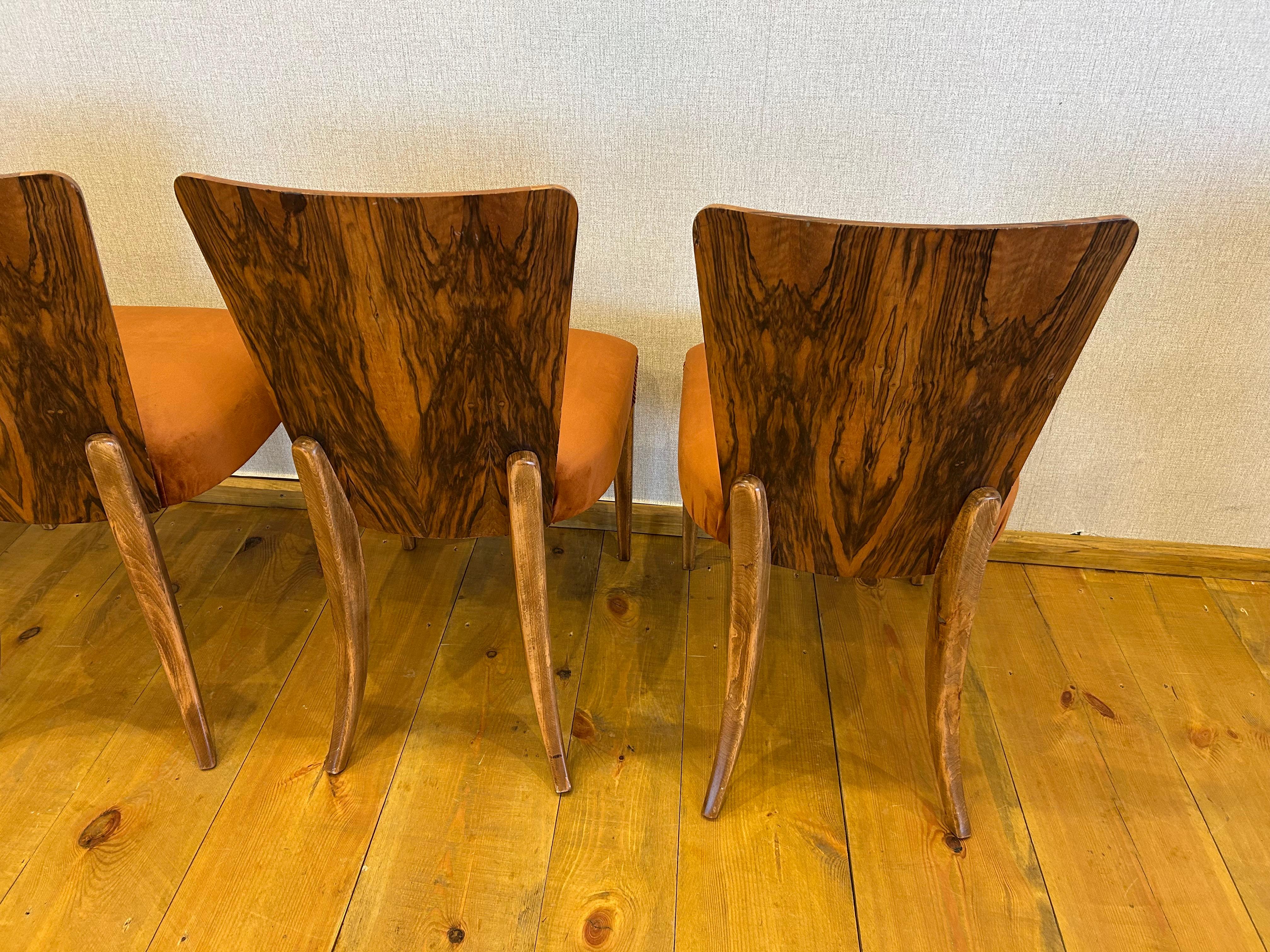 Art Deco 4 Stühle J. Halabala im Angebot 3