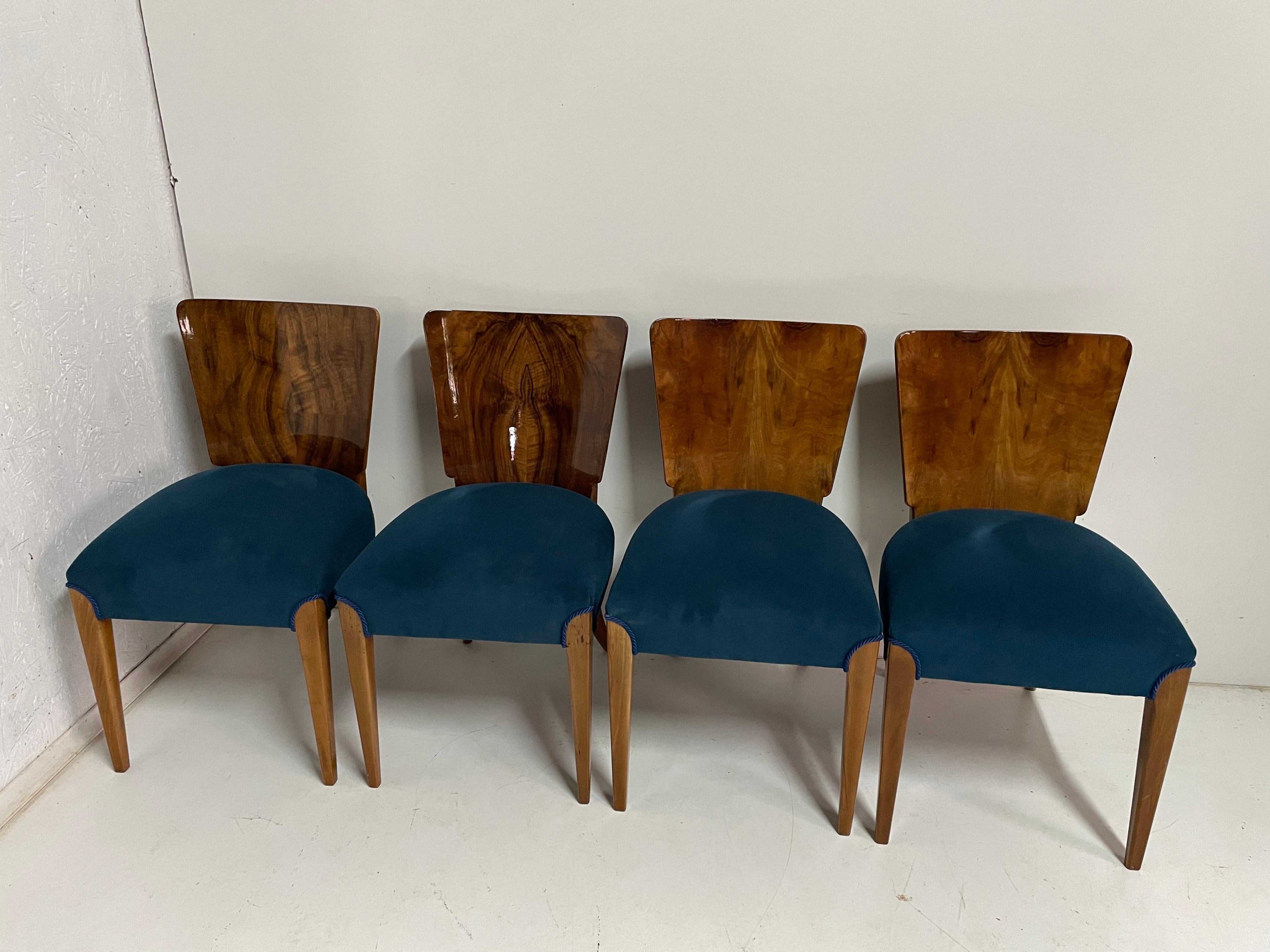 Art Deco four chairs by J. Halabala from 1940 we present the chairs by J. Halabala from 1940s (a Czech designer ranked among the most outstanding creators of the modern period. The peak of his career fell on the 1930s and 1940s when he worked for a