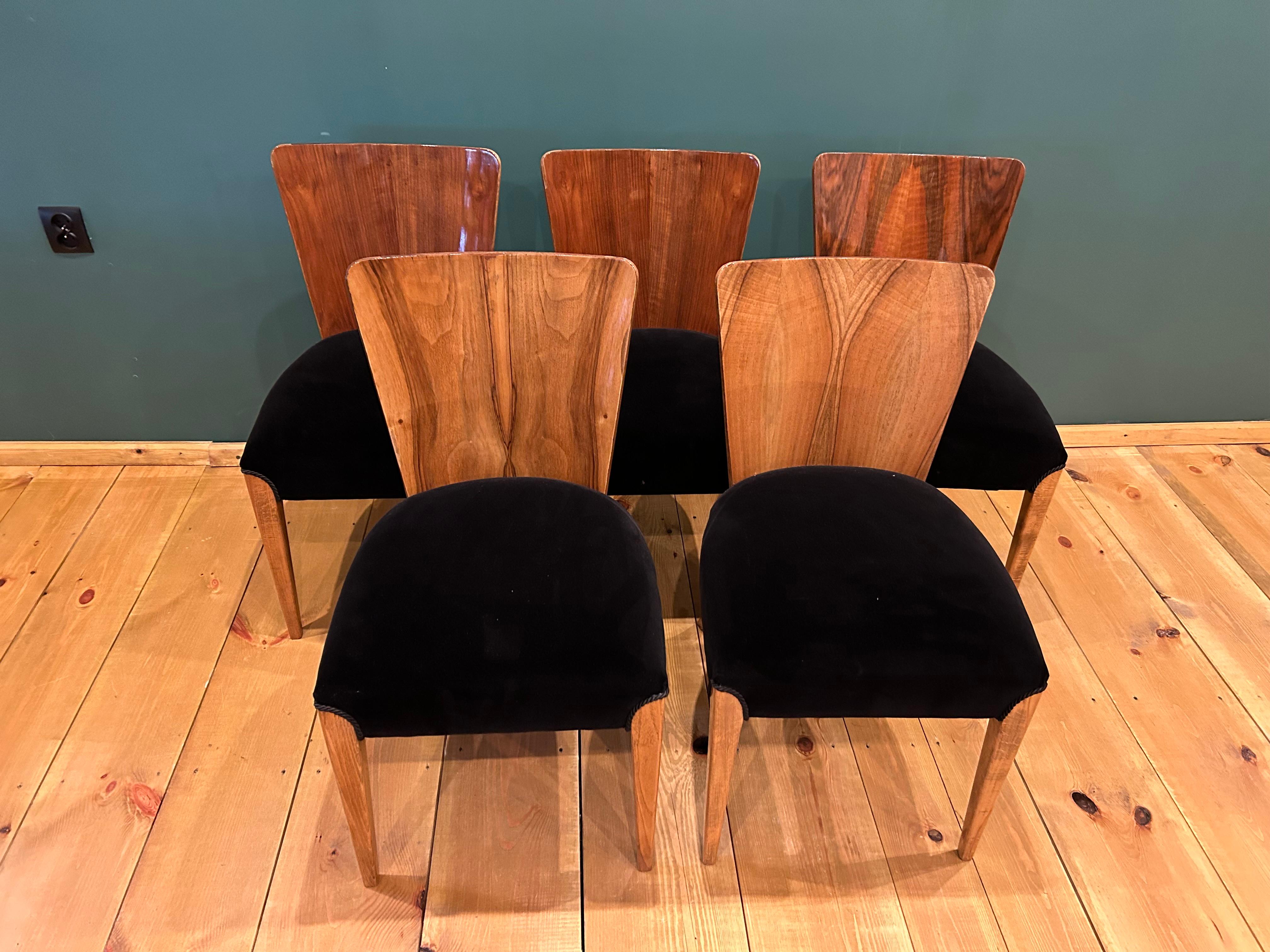 Art Deco four chairs by J. Halabala from 1940 we present the chairs by J. Halabala from 1940s (a Czech designer ranked among the most outstanding creators of the modern period. The peak of his career fell on the 1930s and 1940s when he worked for a