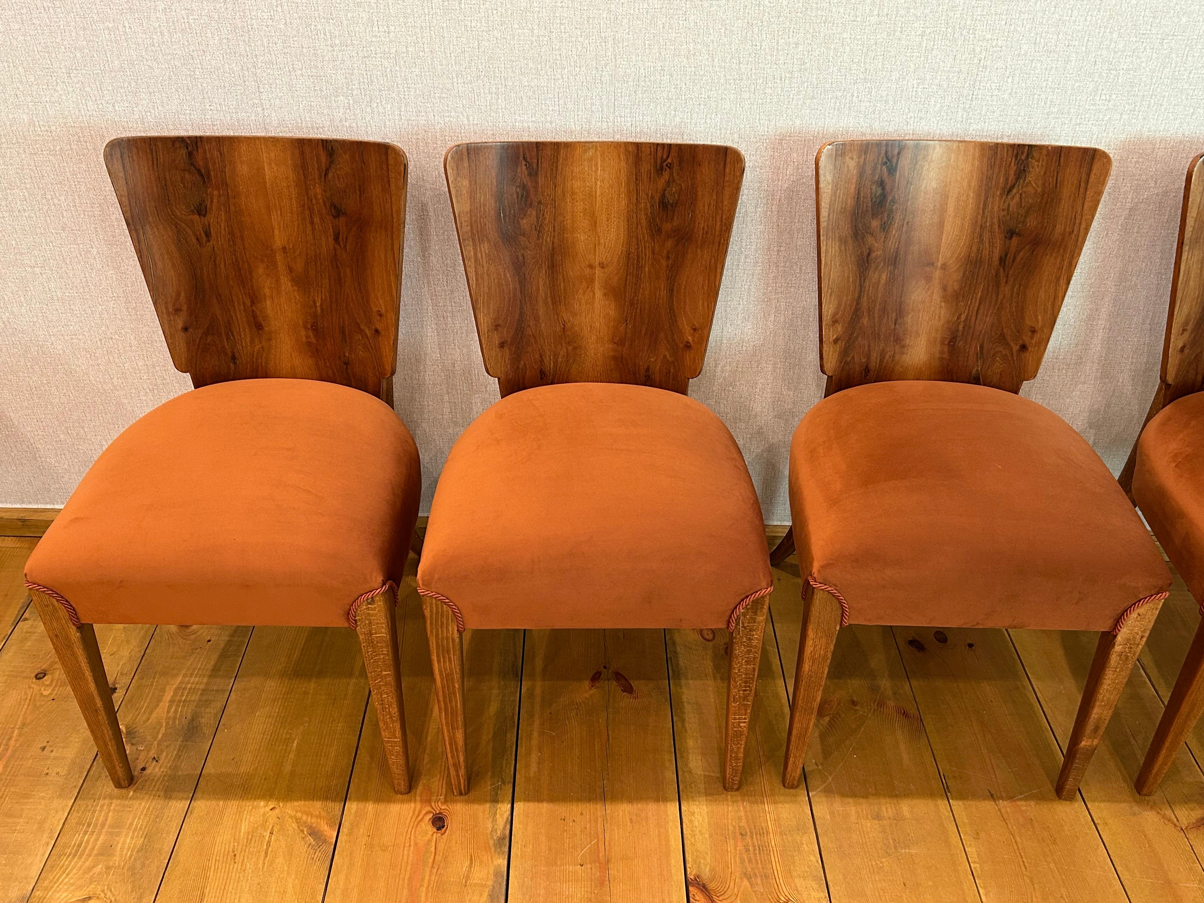 Art Deco 4 Stühle J. Halabala im Zustand „Gut“ im Angebot in Kraków, Małopolska
