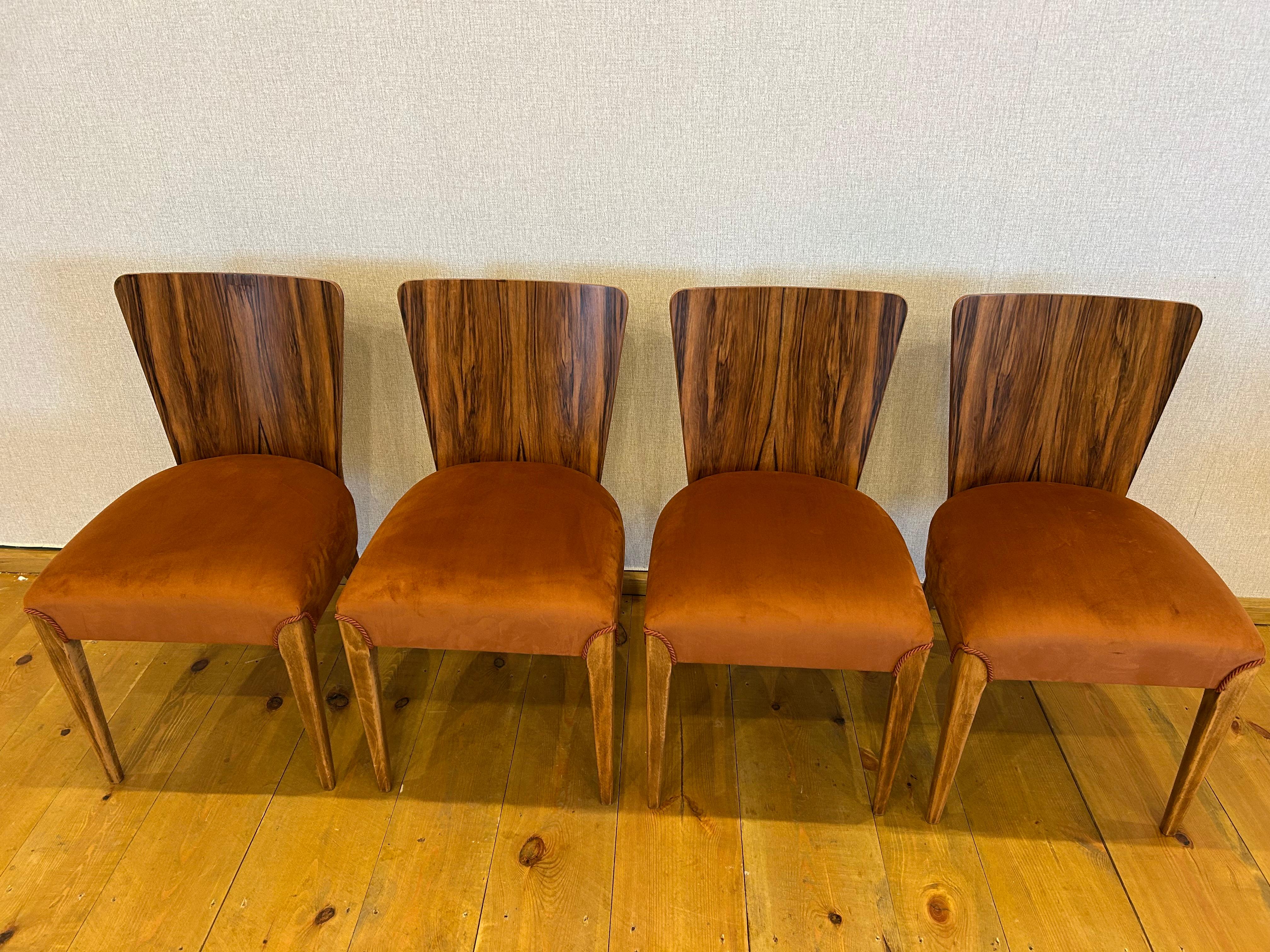 Art Deco 4 Stühle J. Halabala im Zustand „Gut“ im Angebot in Kraków, Małopolska