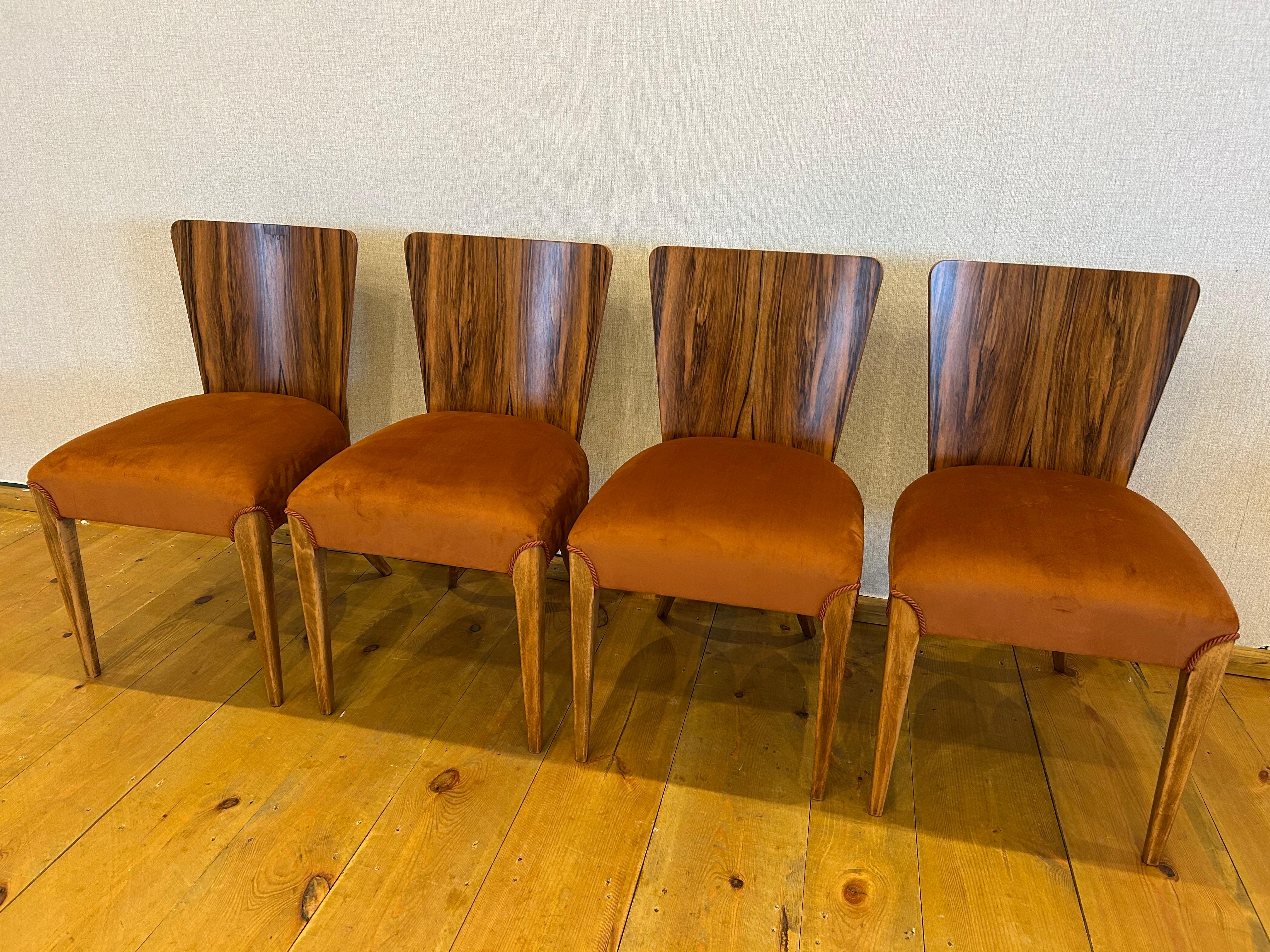 Art Deco 4 Stühle J. Halabala (Mitte des 20. Jahrhunderts) im Angebot