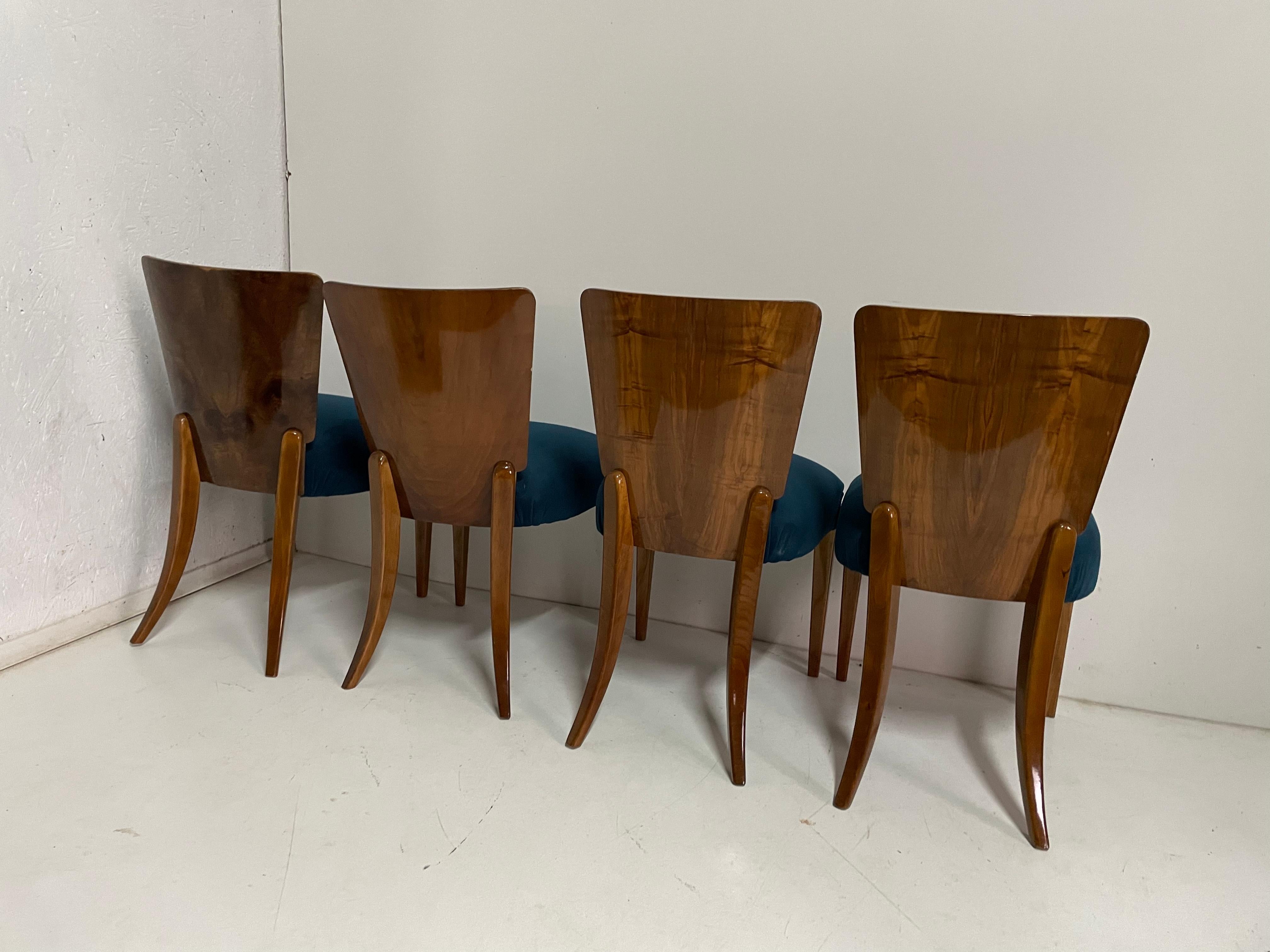 Art Deco 4 Chairs J. Halabala For Sale 1