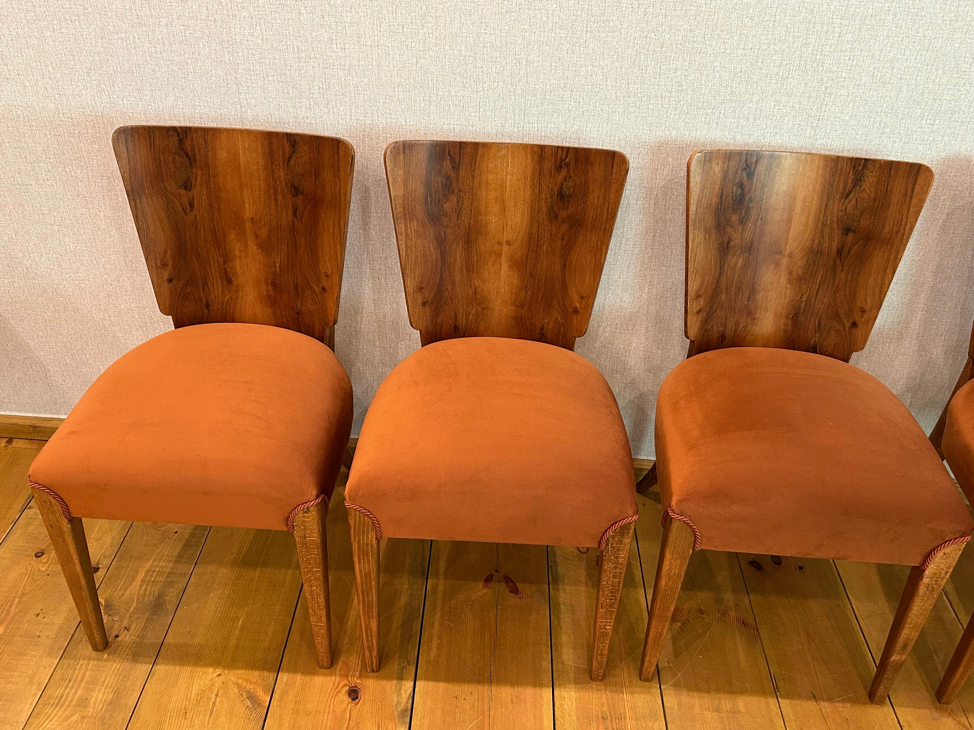 Art Deco 4 Stühle J. Halabala im Angebot 2