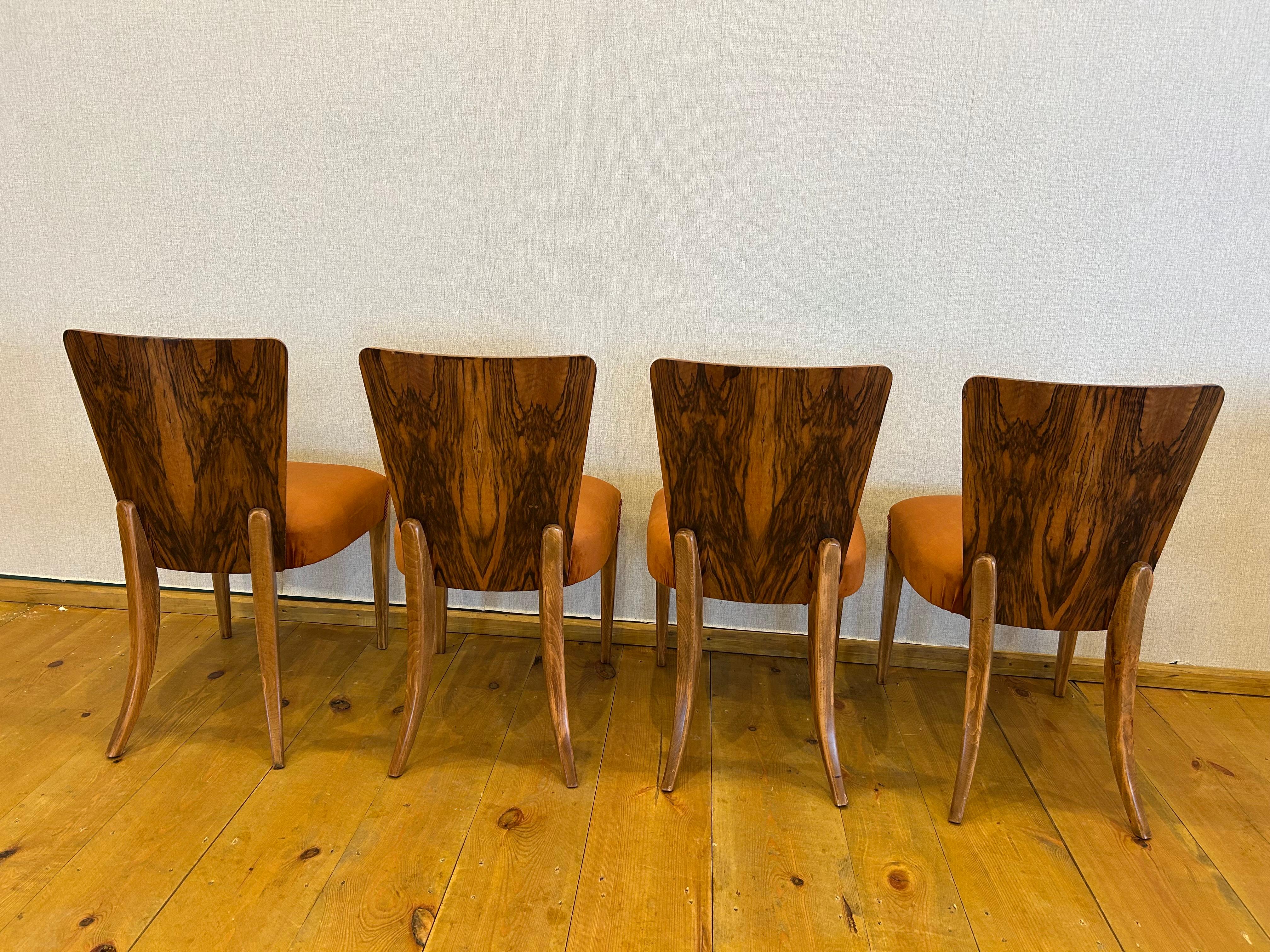 Art Deco 4 Stühle J. Halabala im Angebot 2