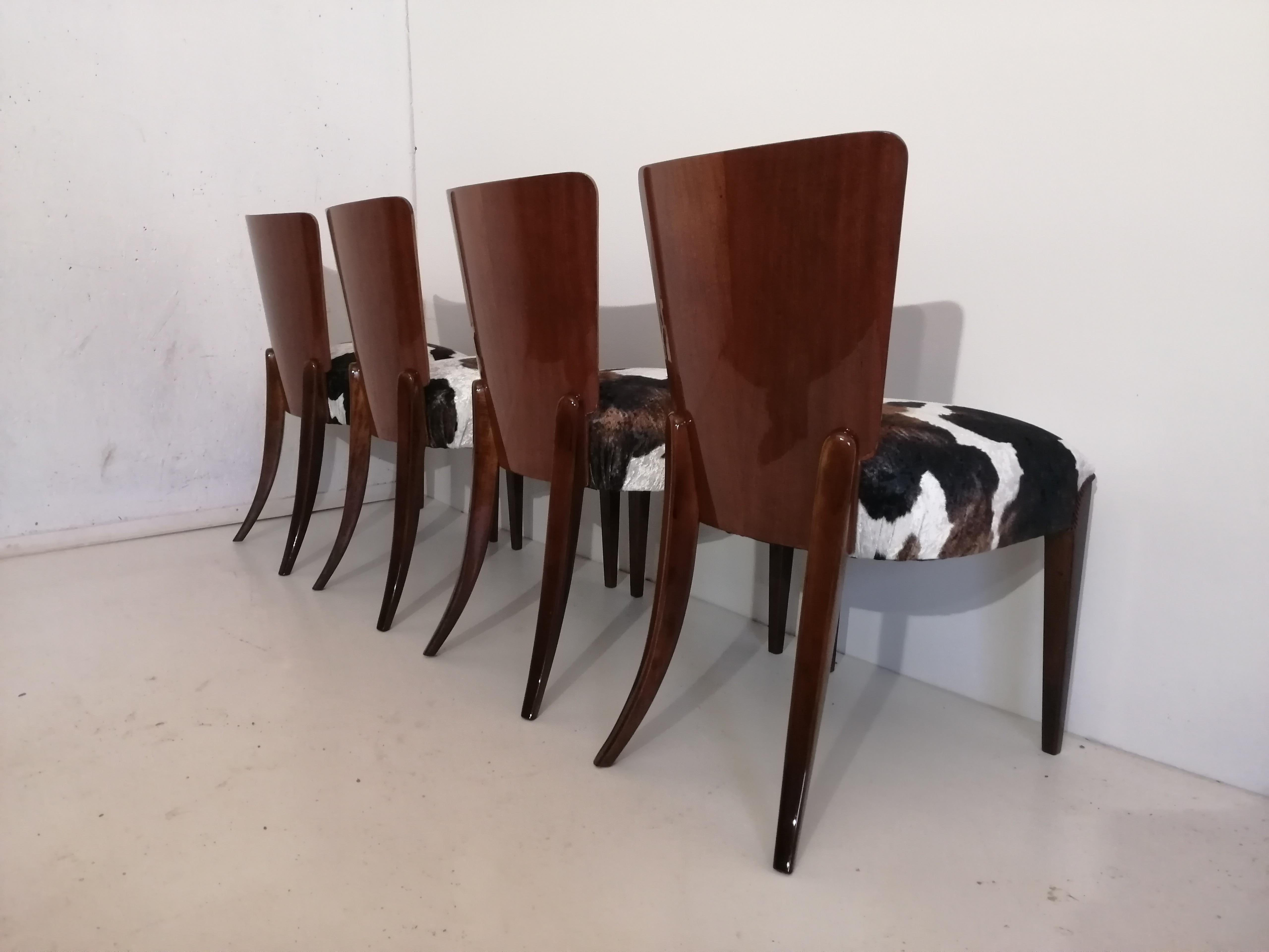 Art Deco 4 Chairs J. Halabala . For Sale 2