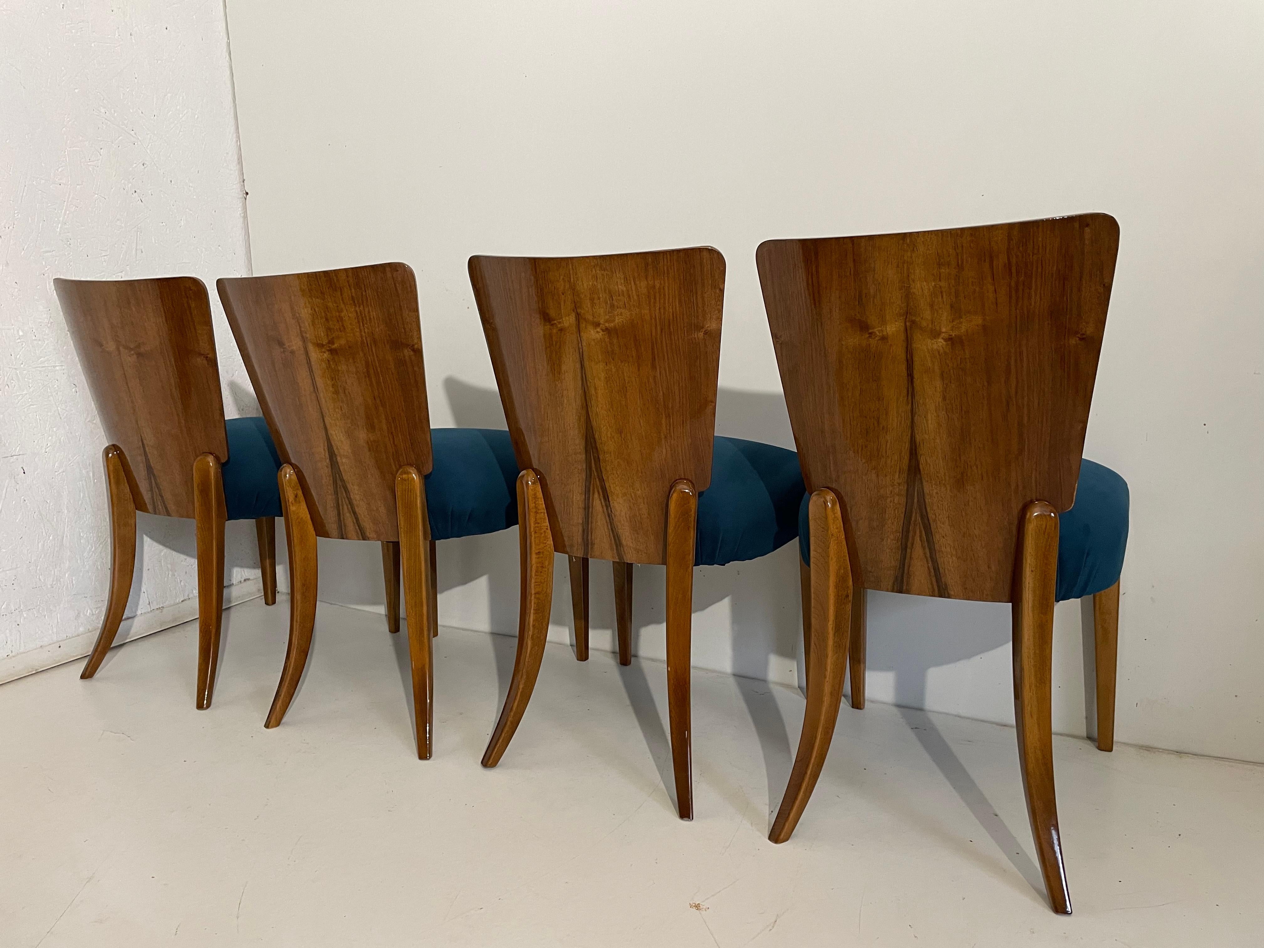 Art Deco 4 Chairs J. Halabala . For Sale 4