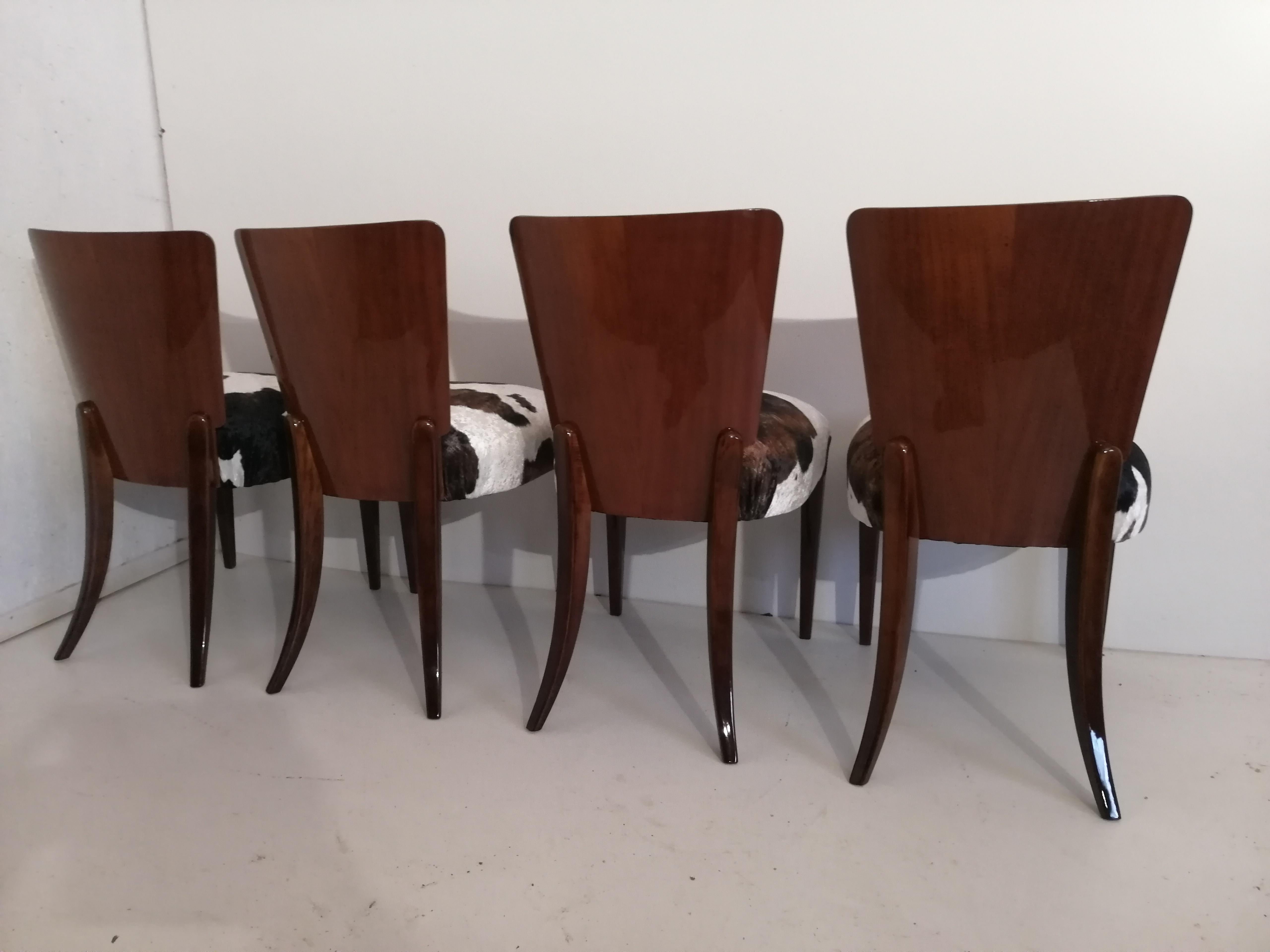 Art Deco 4 Chairs J. Halabala . For Sale 3