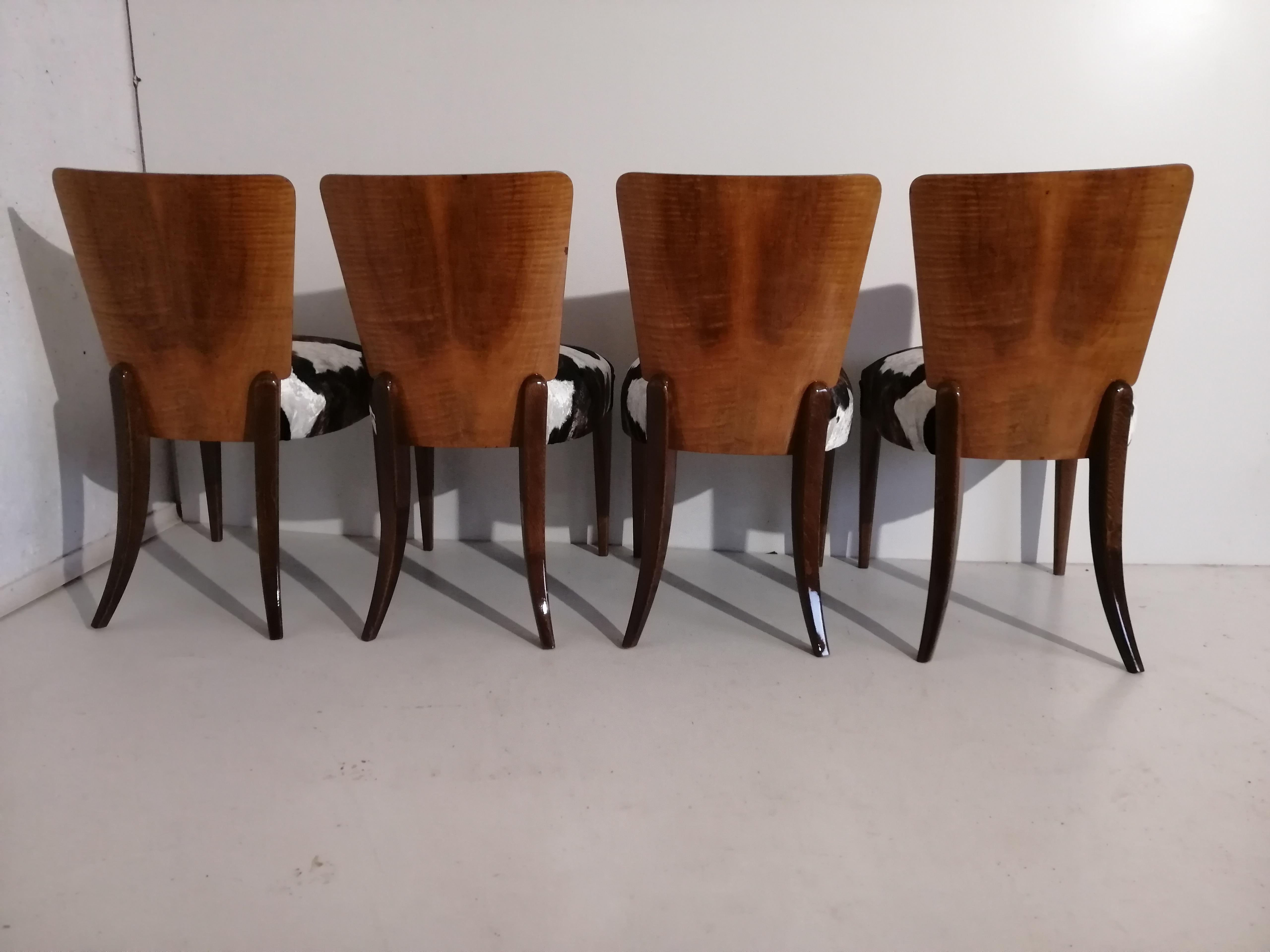 Art Deco 4 Chairs J. Halabala . For Sale 5