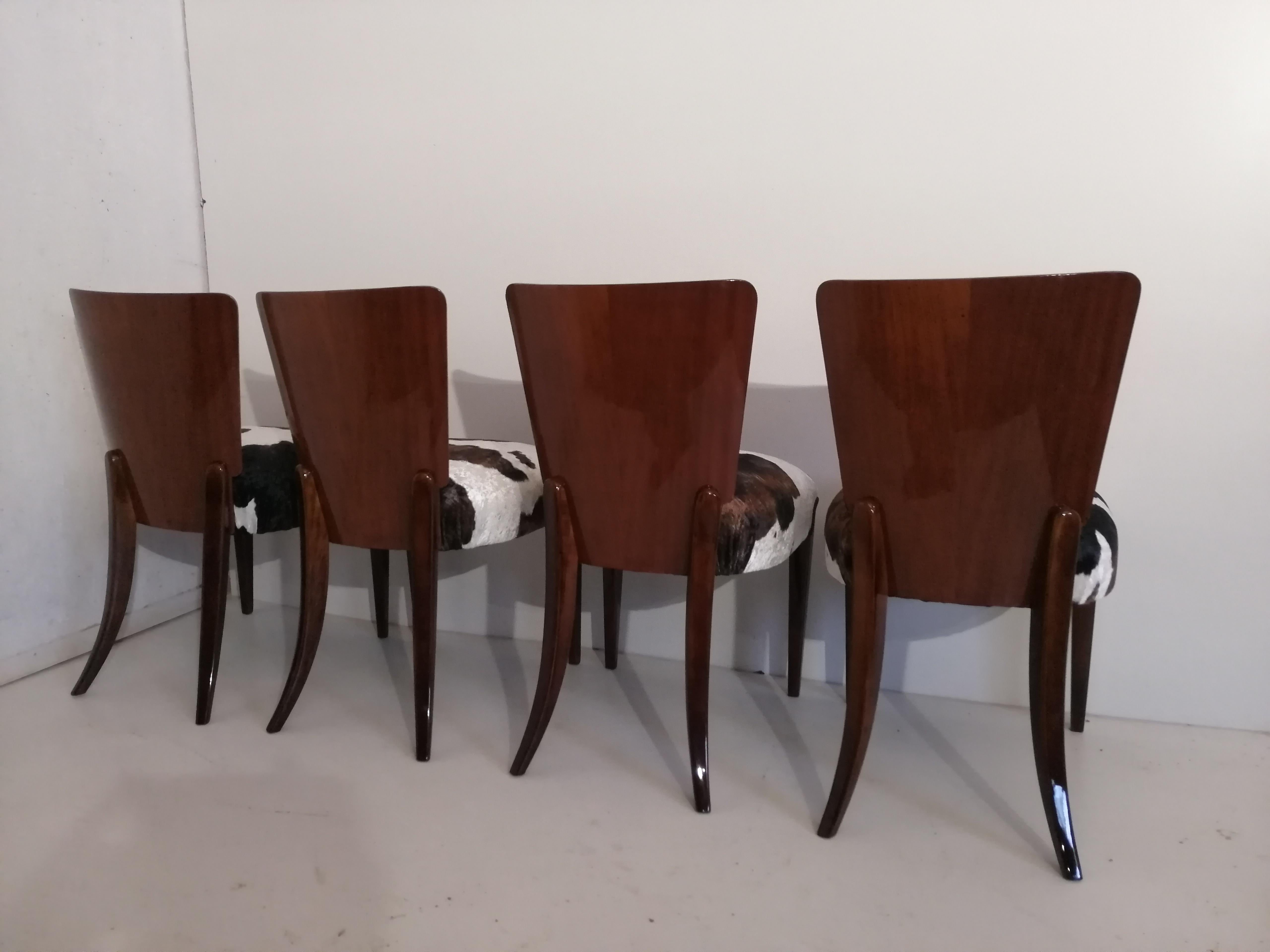 Art Deco 4 Chairs J. Halabala . For Sale 4