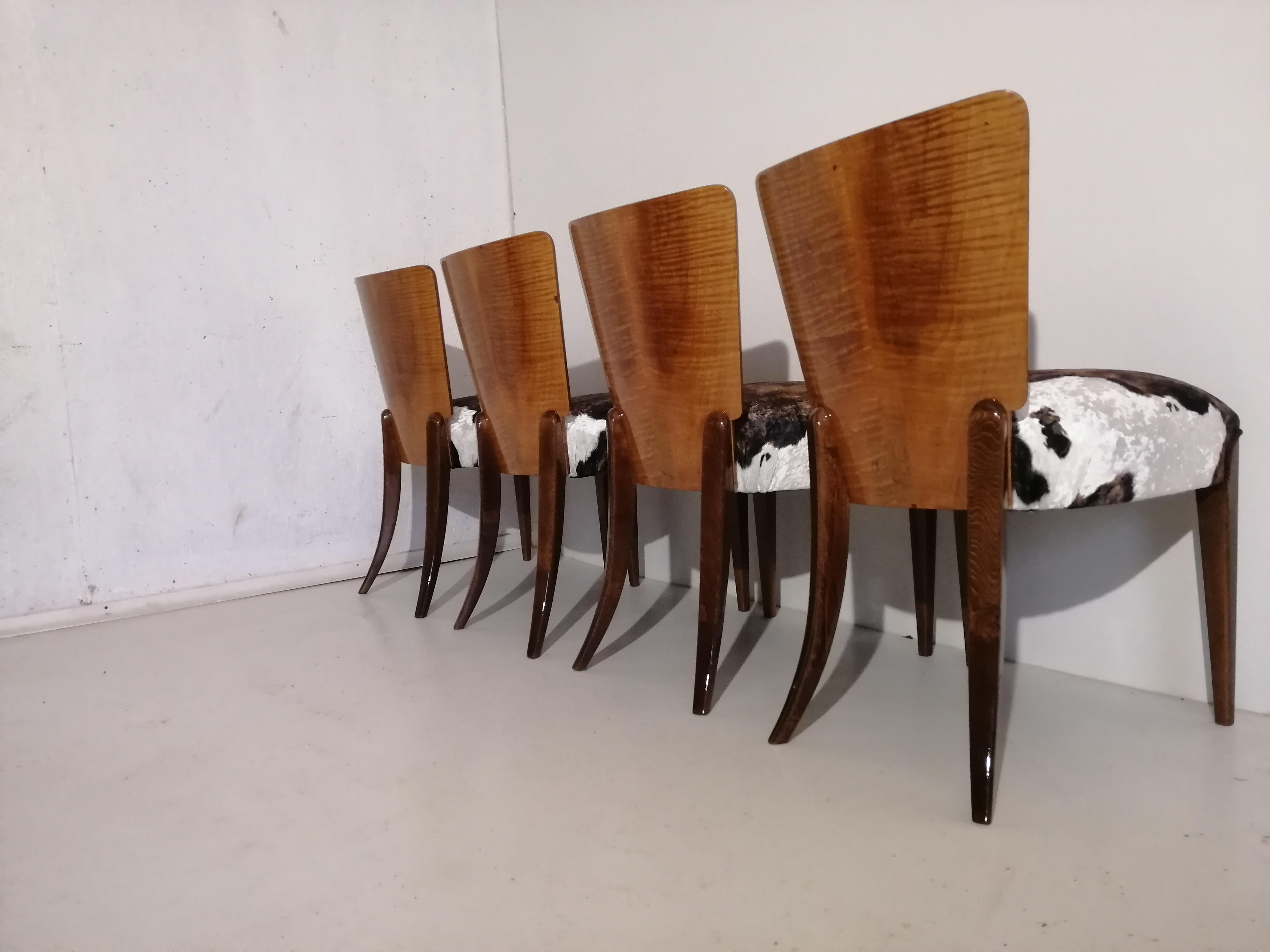 Art Deco 4 Chairs J. Halabala . For Sale 6