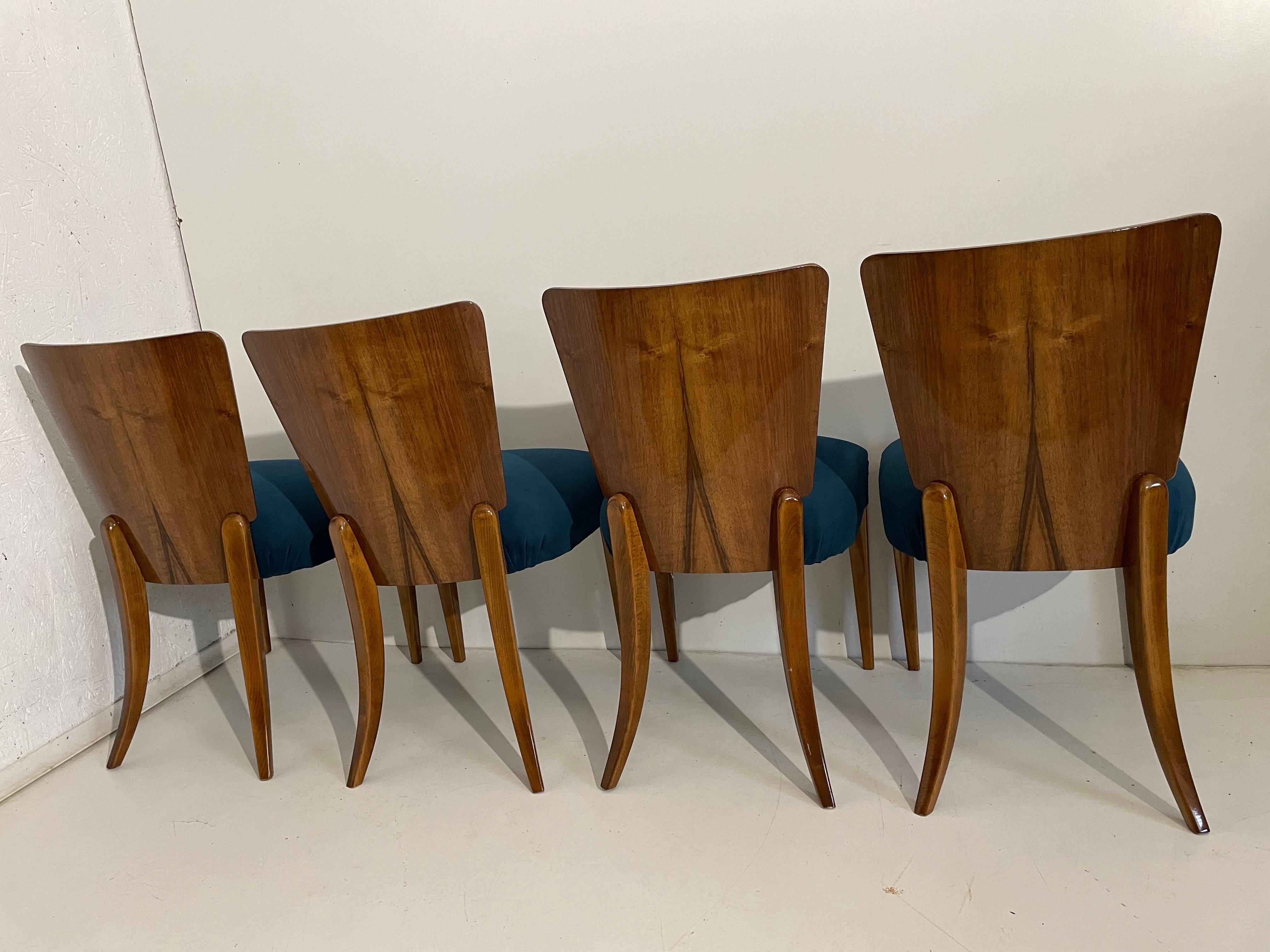 Art Deco 4 Chairs J. Halabala . For Sale 6