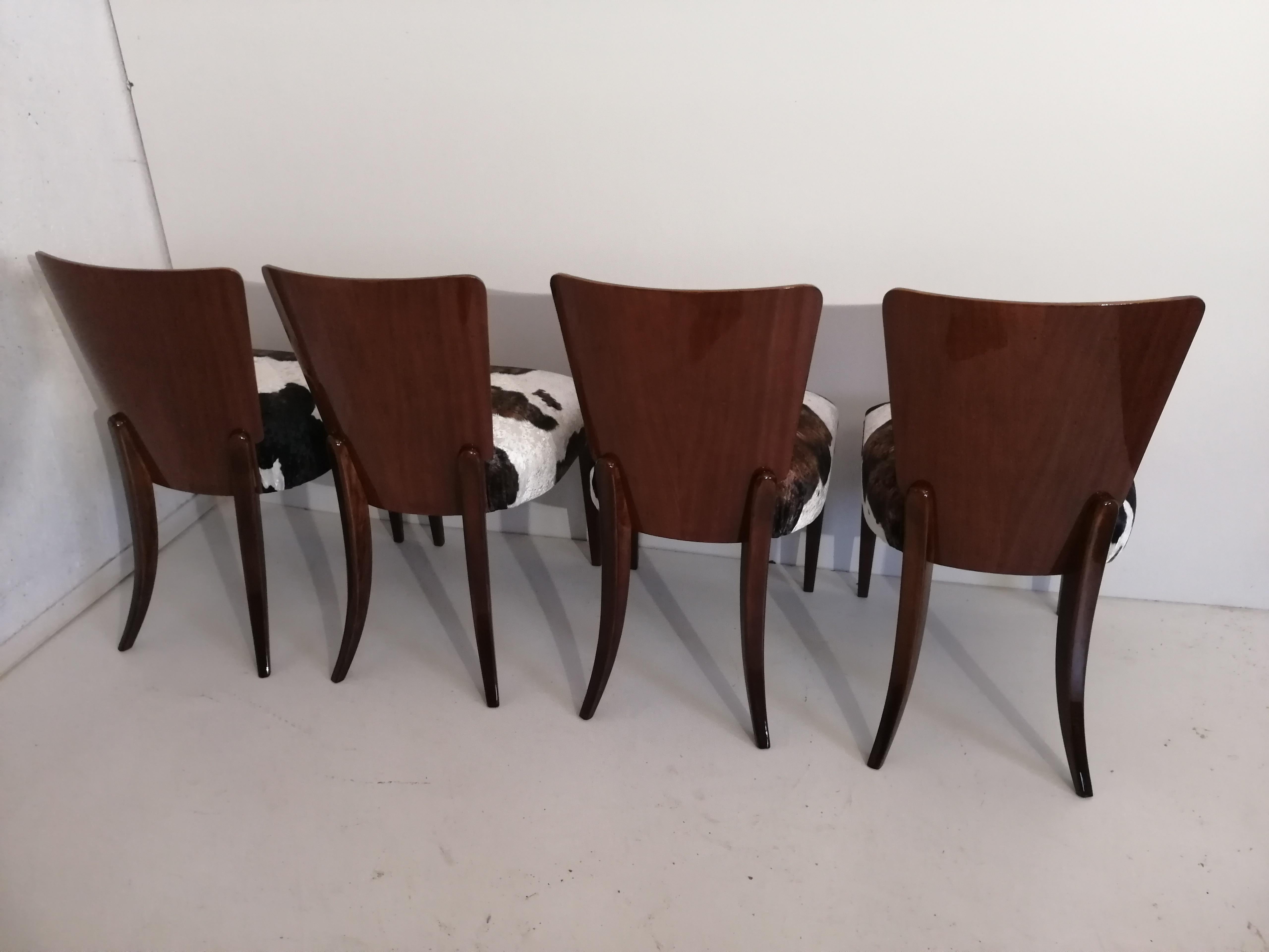 Art Deco 4 Chairs J. Halabala . For Sale 5