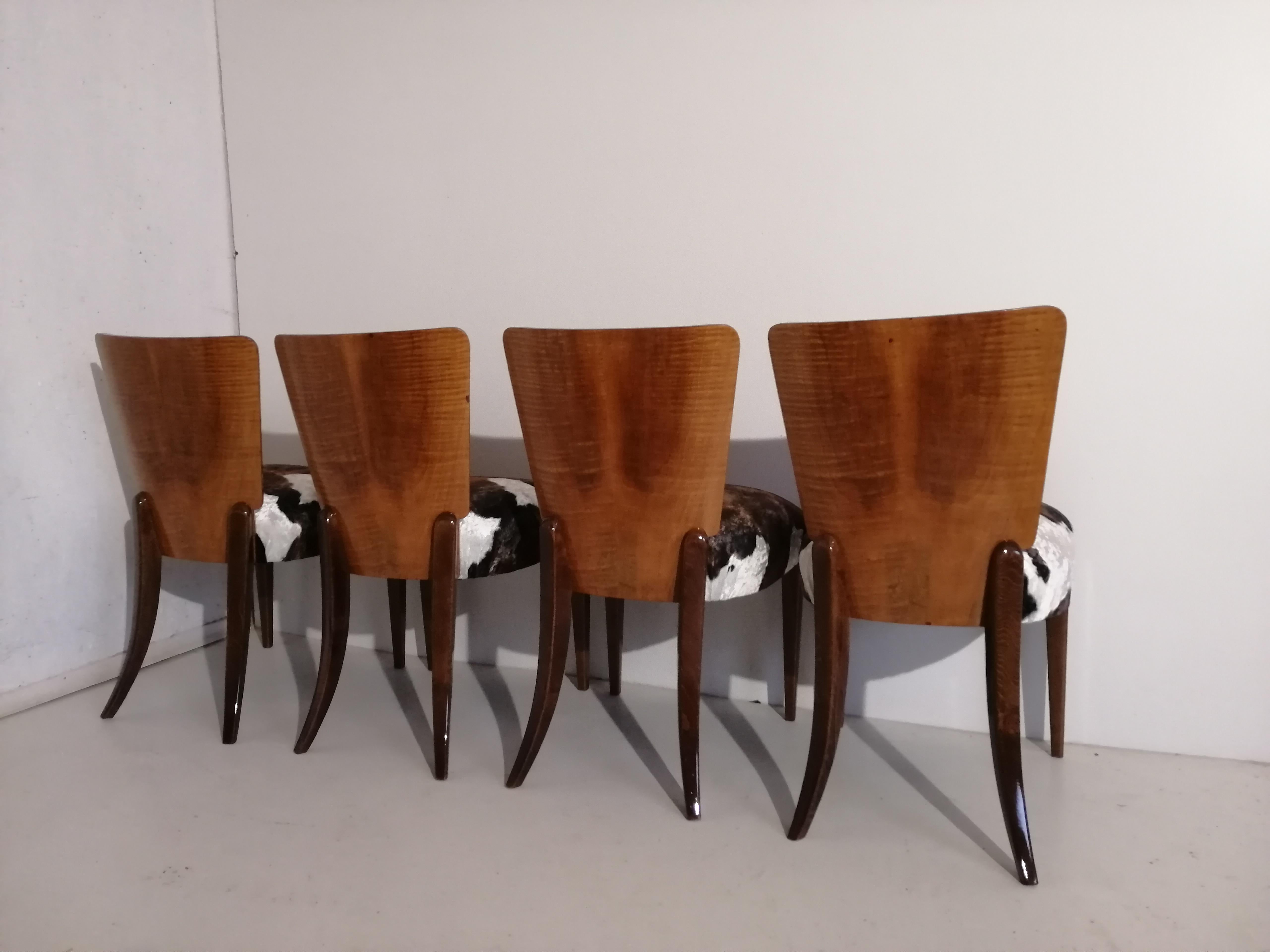Art Deco 4 Chairs J. Halabala . For Sale 7
