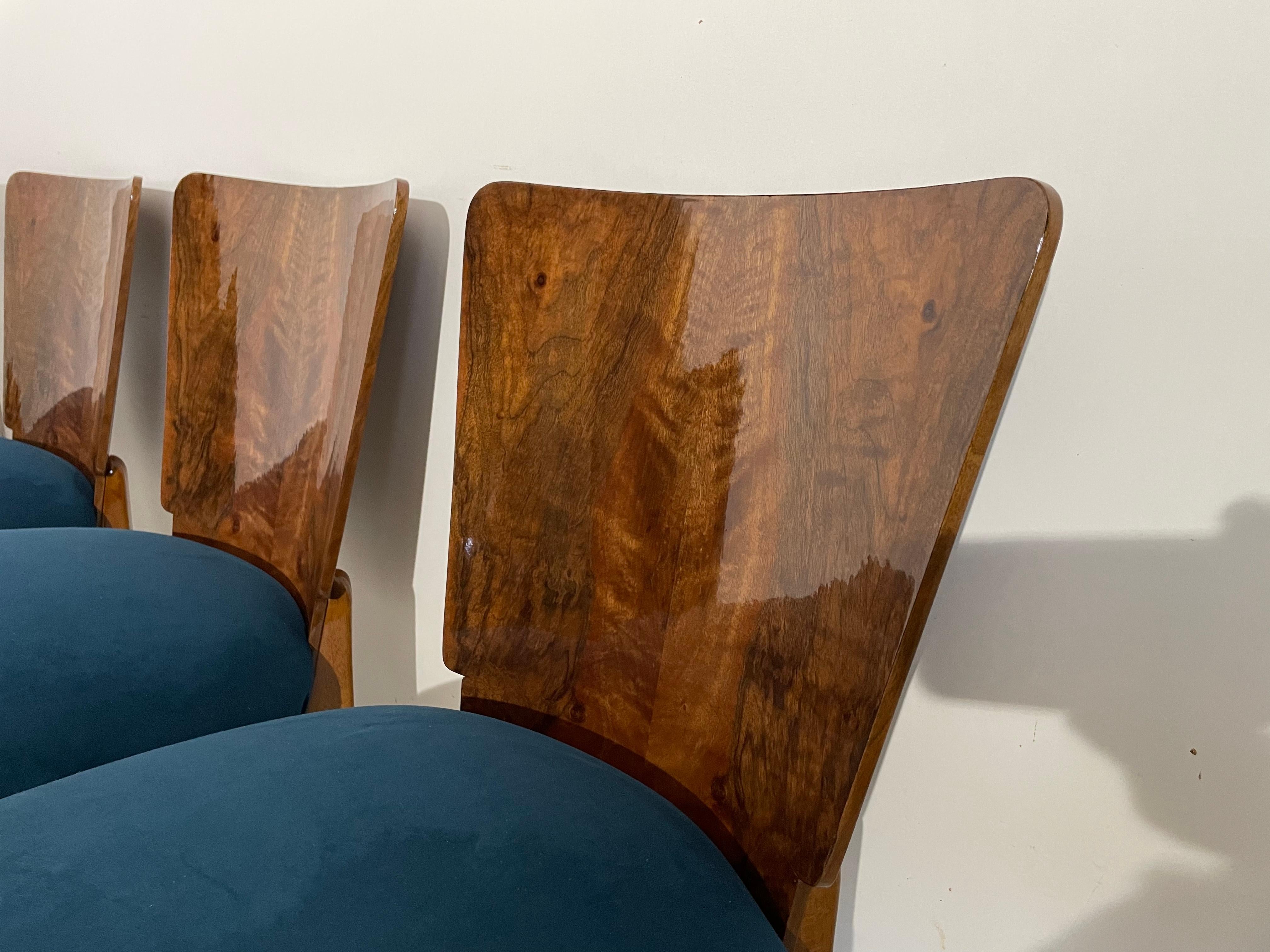 Art Deco 4 Chairs J. Halabala . For Sale 7