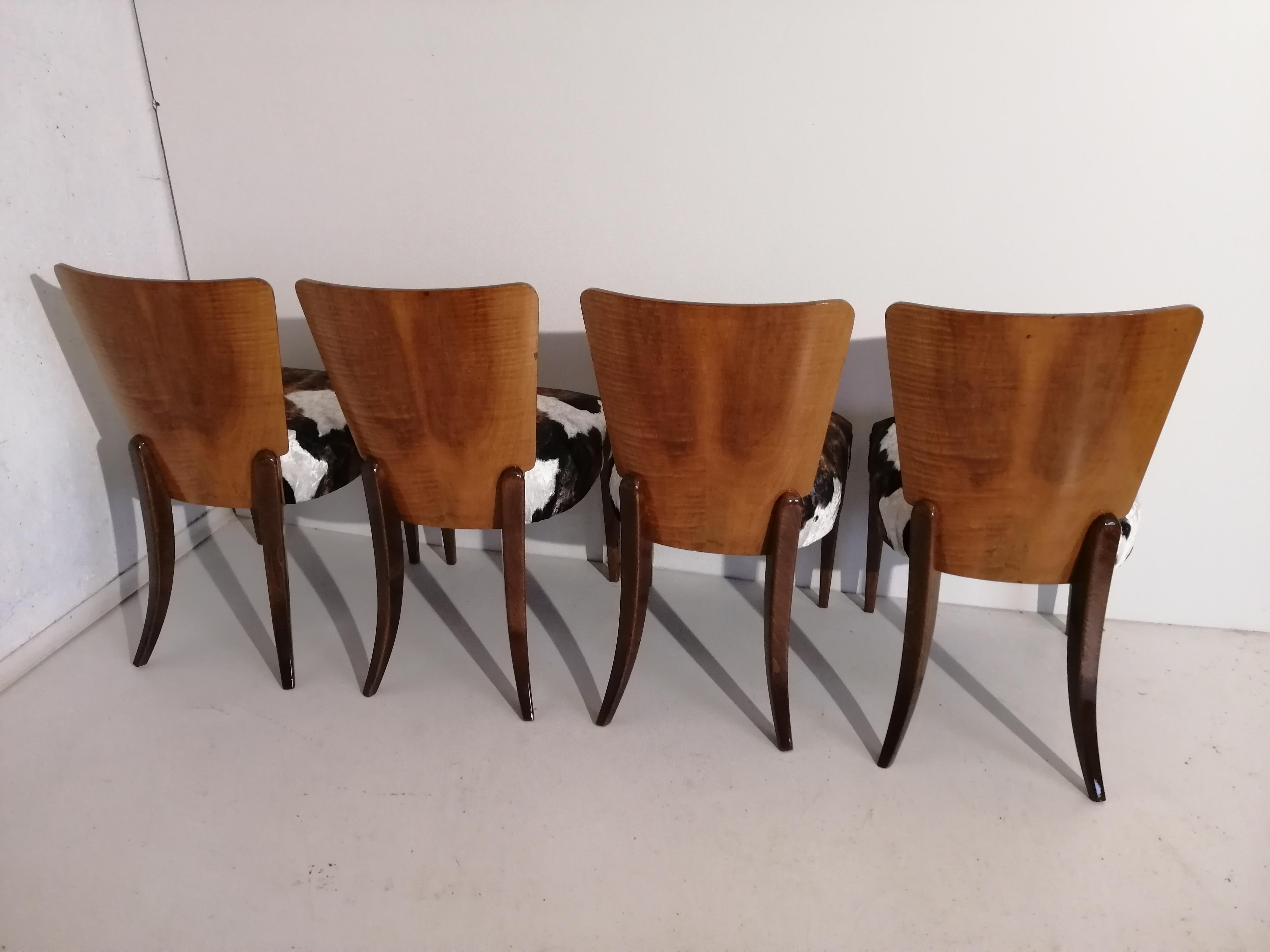 Art Deco 4 Chairs J. Halabala . For Sale 8