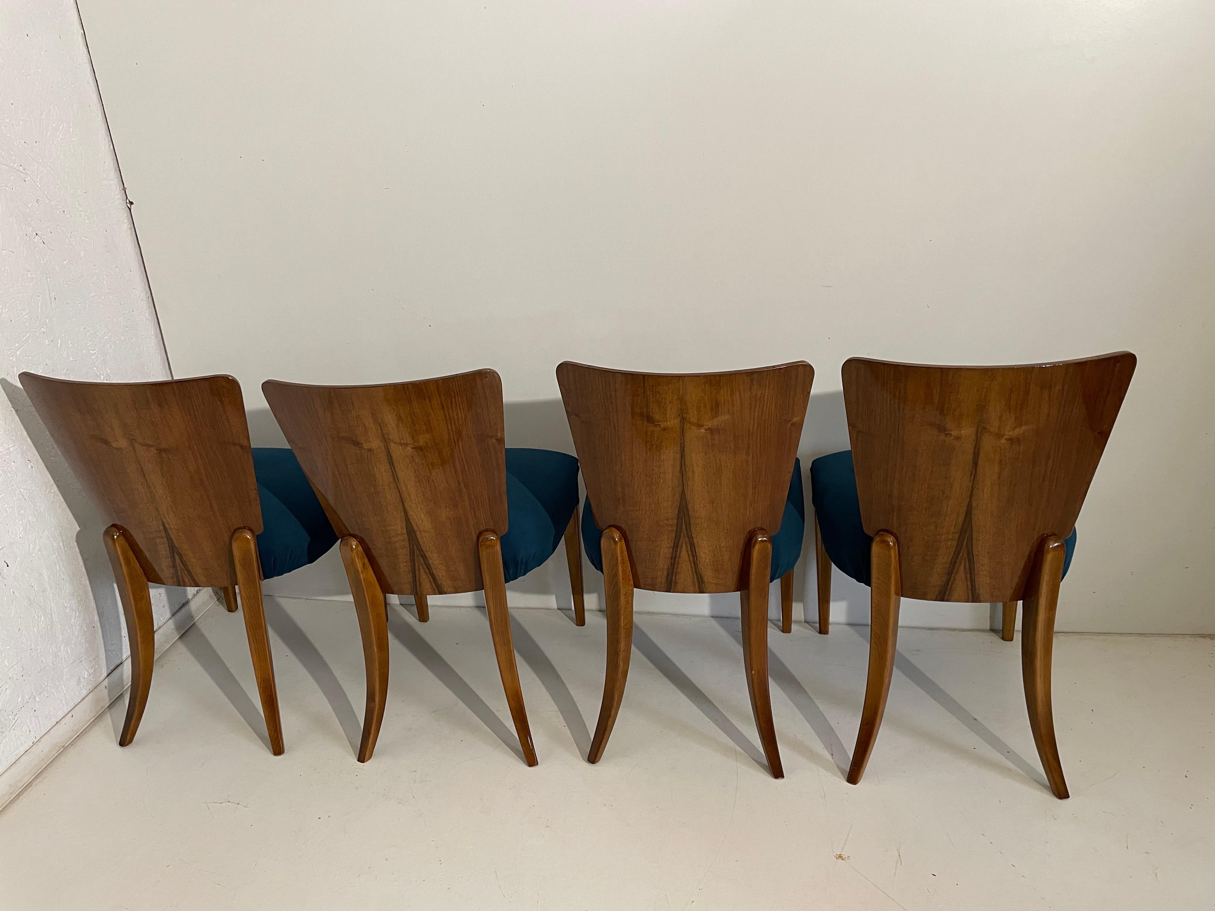 Art Deco 4 Chairs J. Halabala . For Sale 8