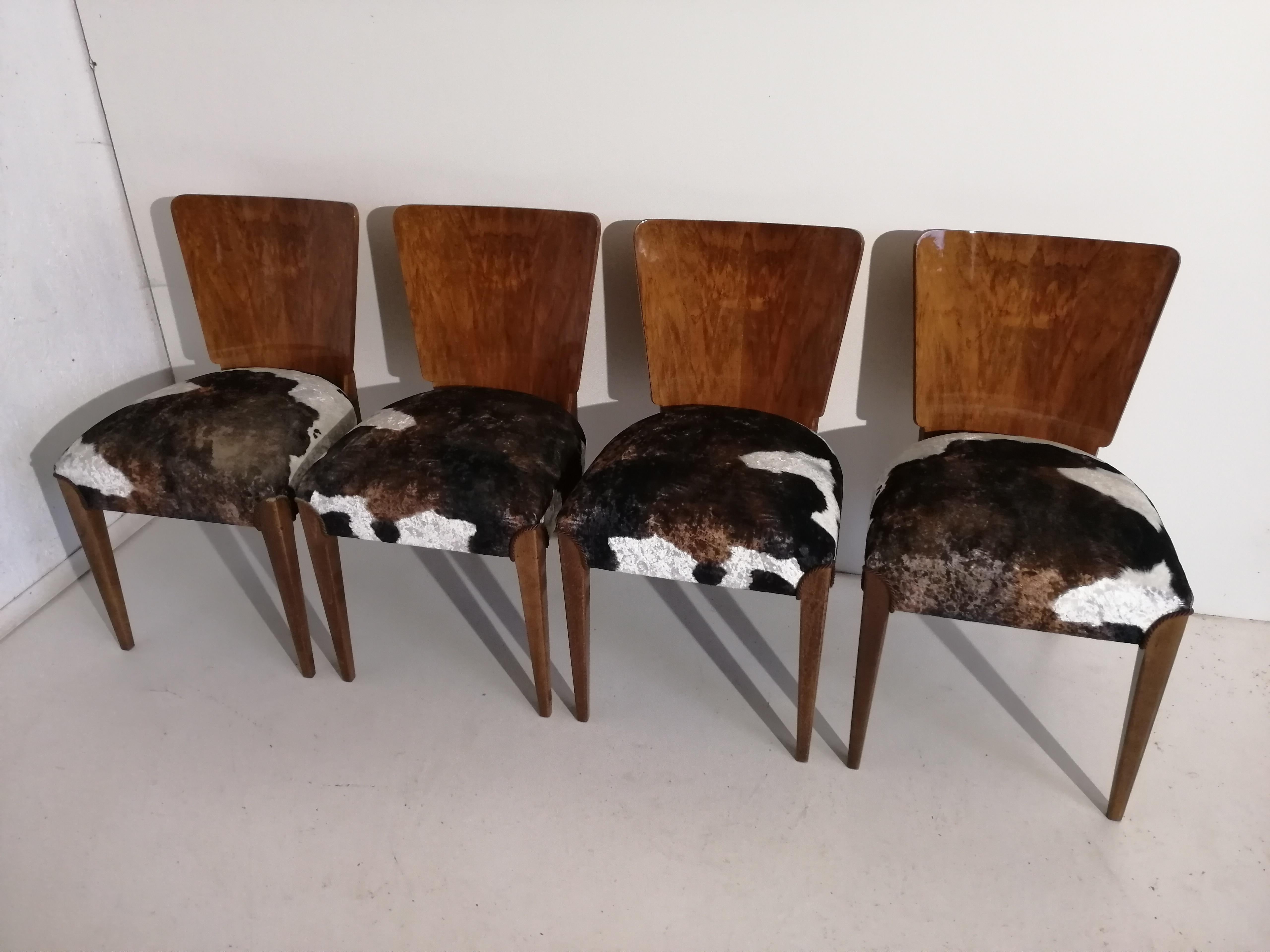 Art Deco four chairs by J. Halabala from 1940 we present the chairs by J. Halabala from 1940s (a Czech designer ranked among the most outstanding creators of the modern period. The peak of his career fell on the 1930s and 1940s when he worked for a