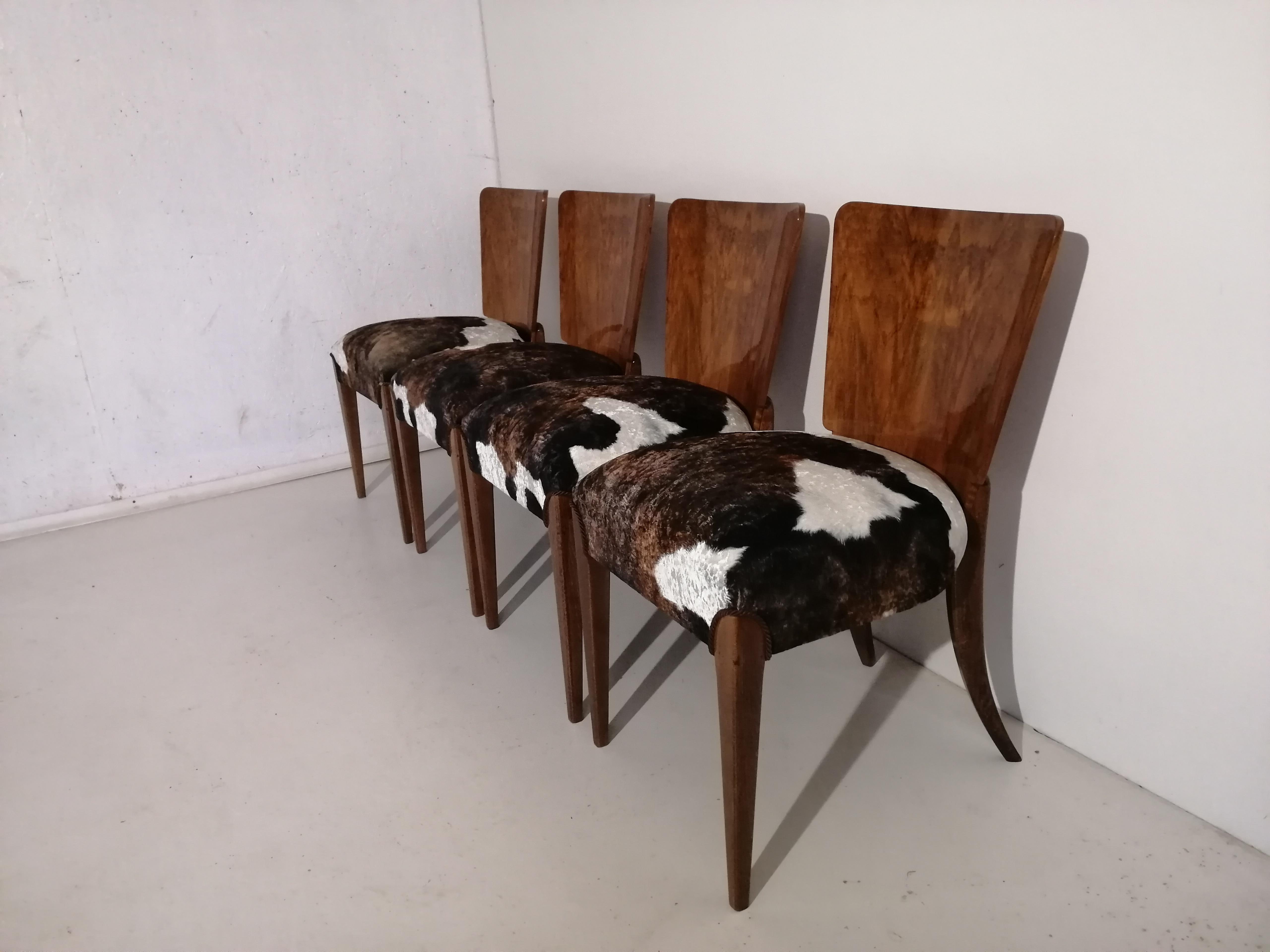 Czech Art Deco 4 Chairs J. Halabala . For Sale