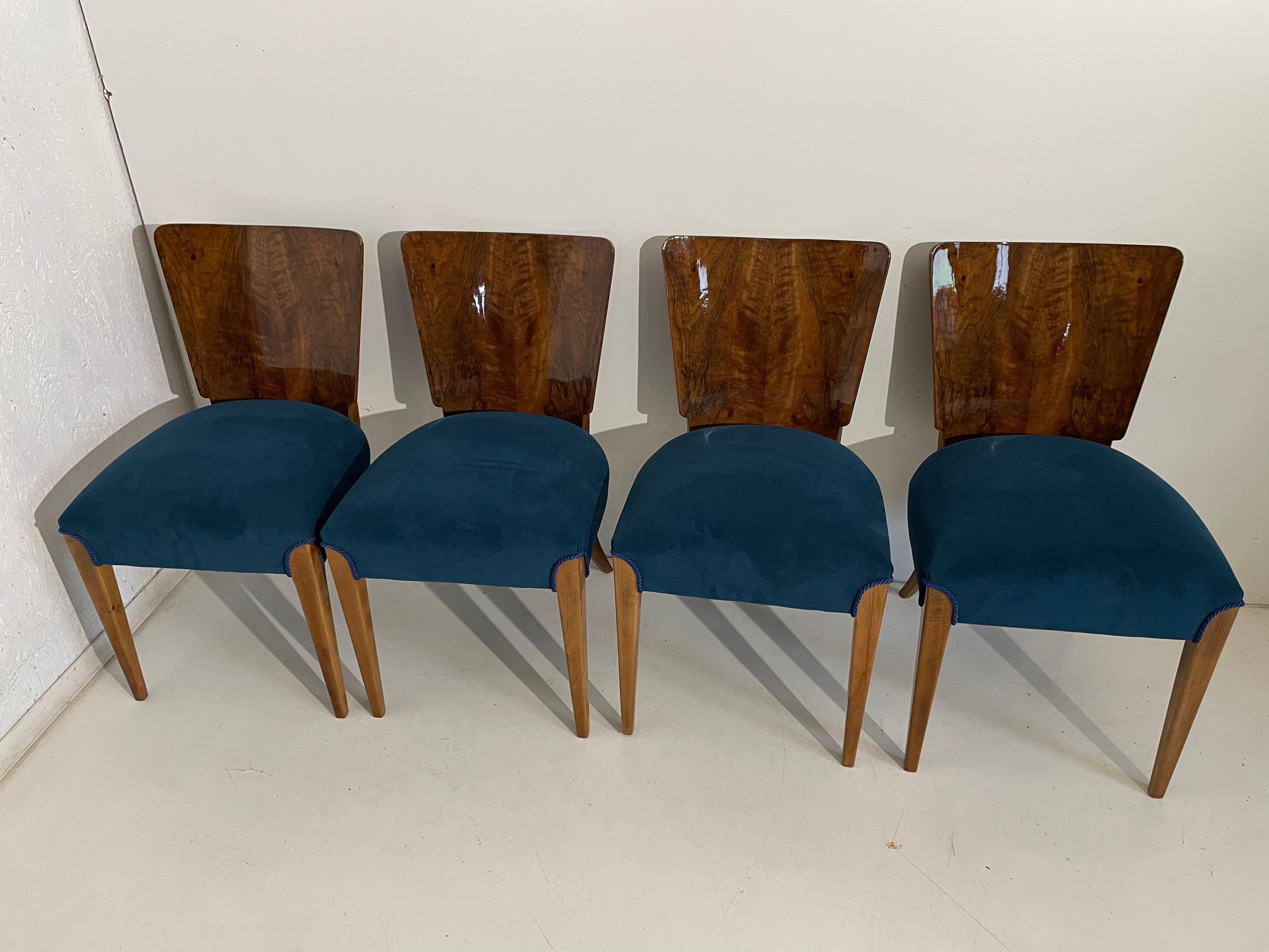Czech Art Deco 4 Chairs J. Halabala . For Sale