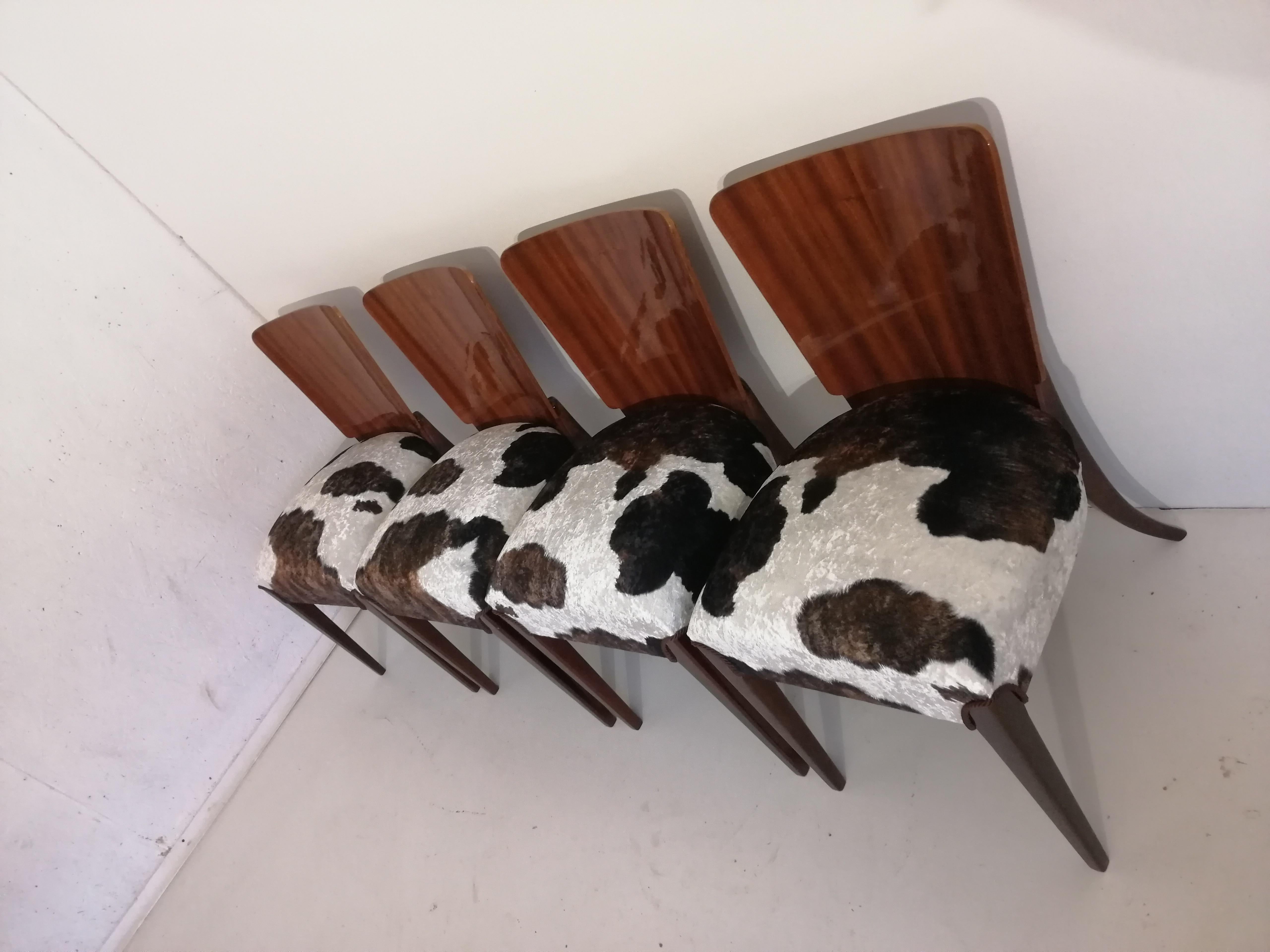 Art Deco 4 Chairs J. Halabala . In Good Condition For Sale In Kraków, Małopolska