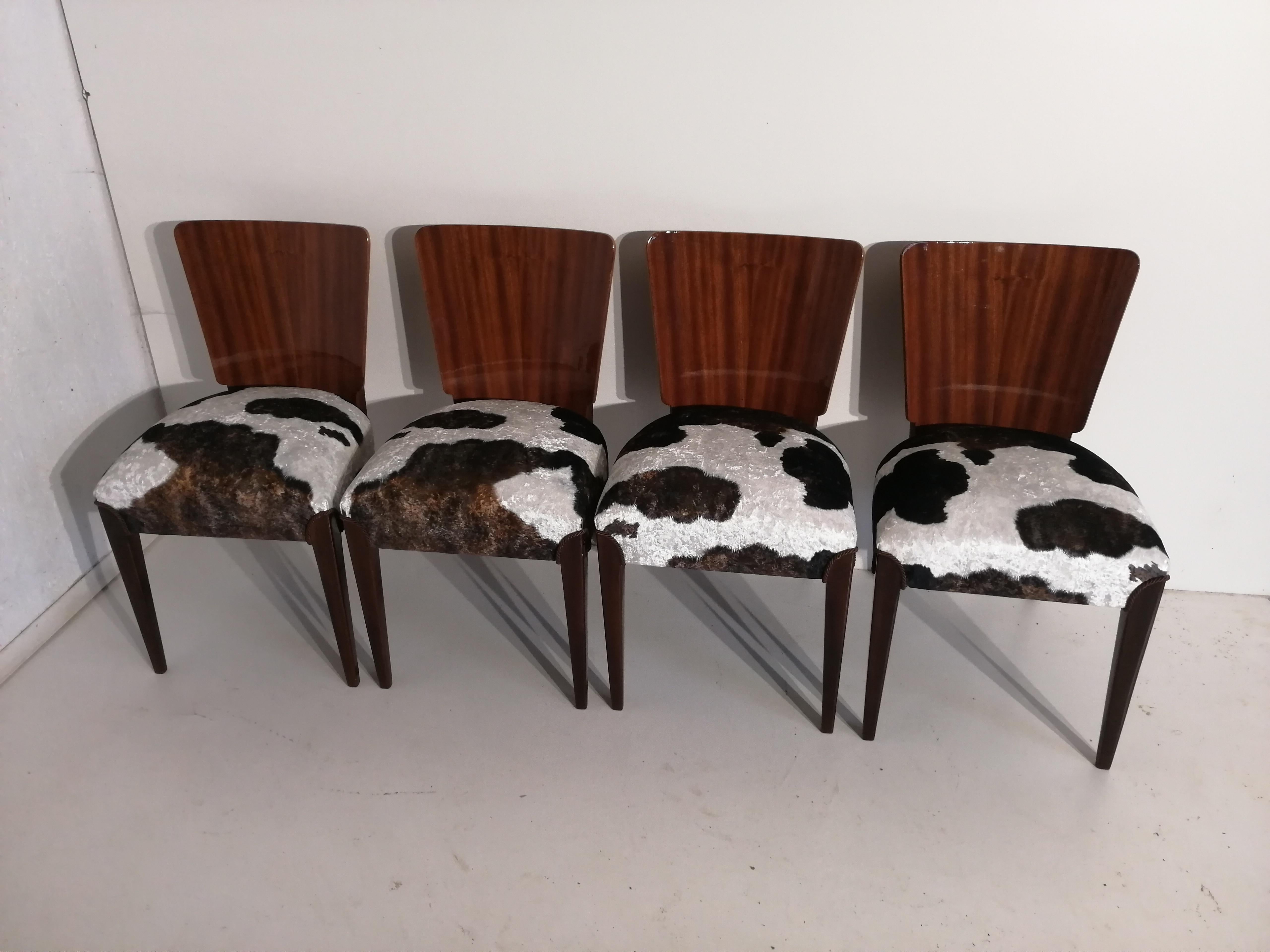 Art Deco 4 Chairs J. Halabala . For Sale 1