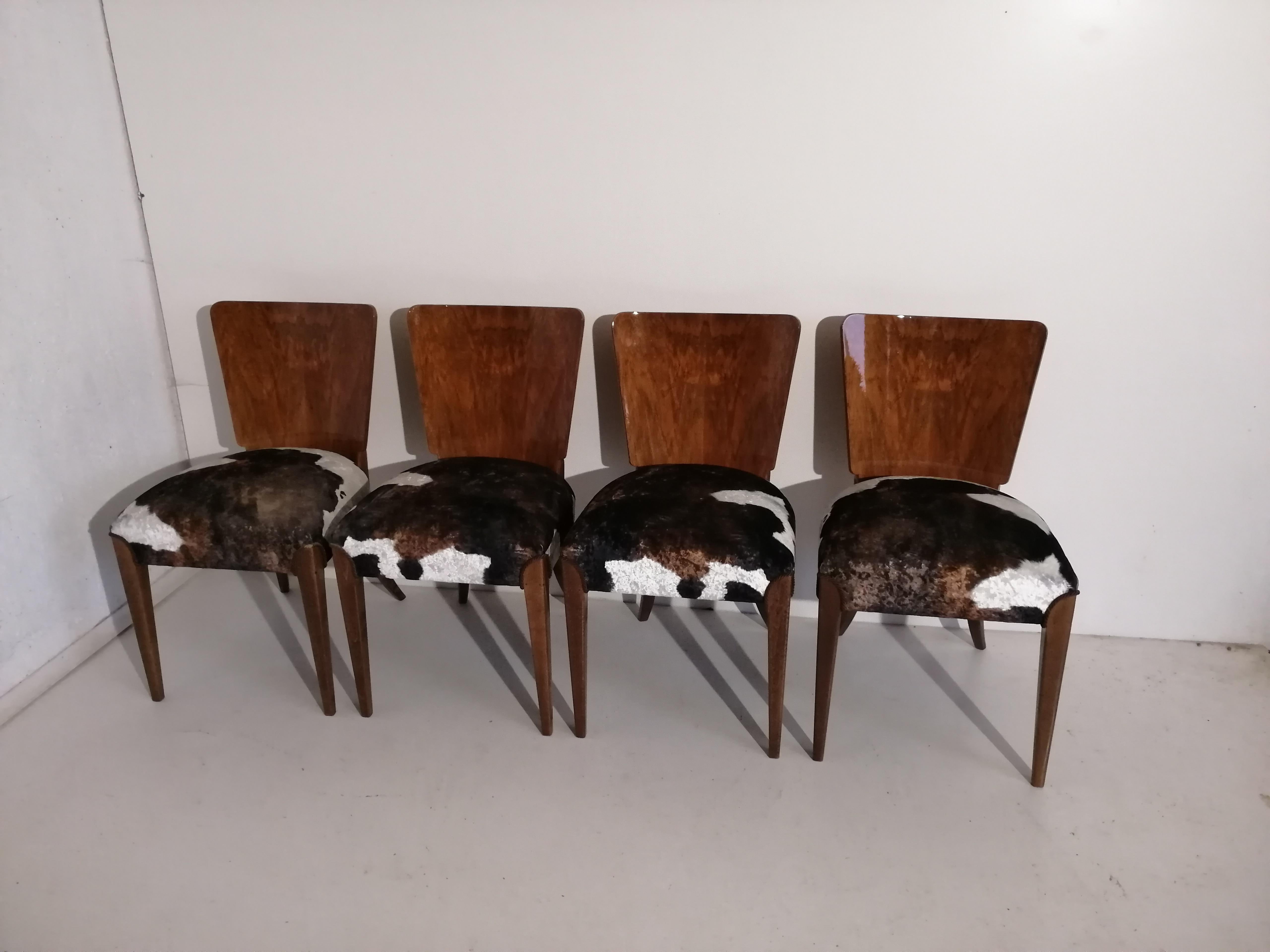 Art Deco 4 Chairs J. Halabala . For Sale 3