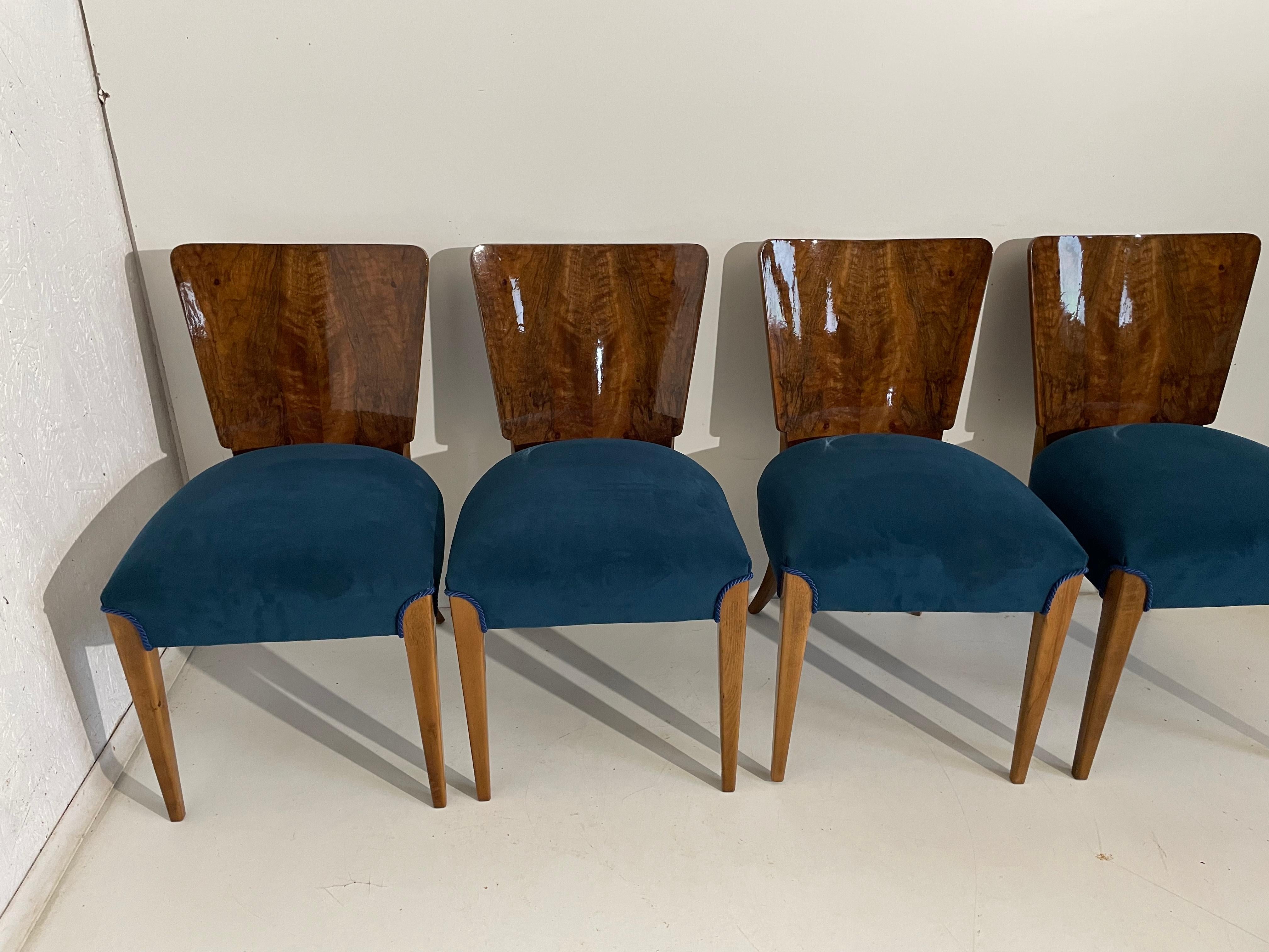 Art Deco 4 Chairs J. Halabala . For Sale 3