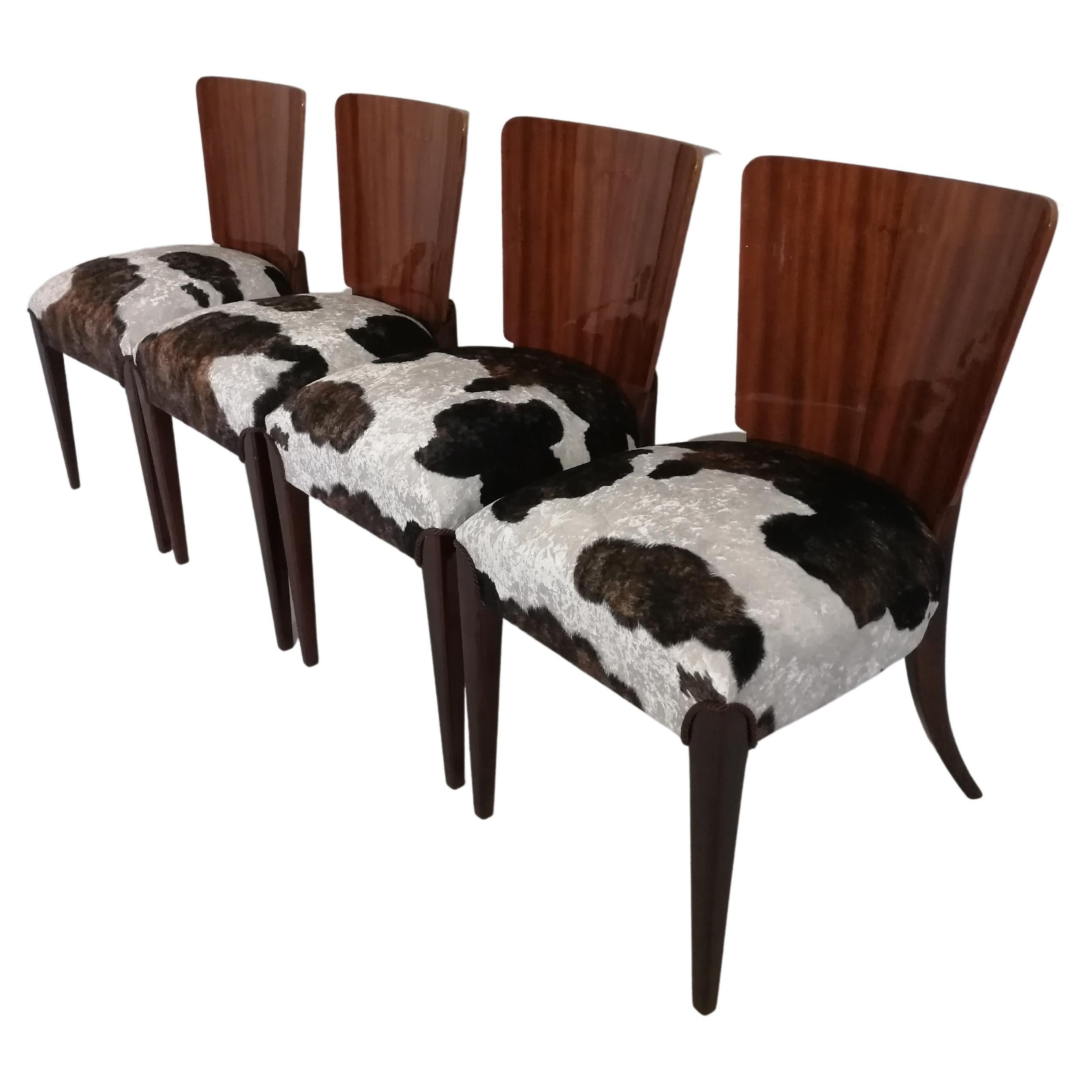 Art Deco 4 Chairs J. Halabala . For Sale