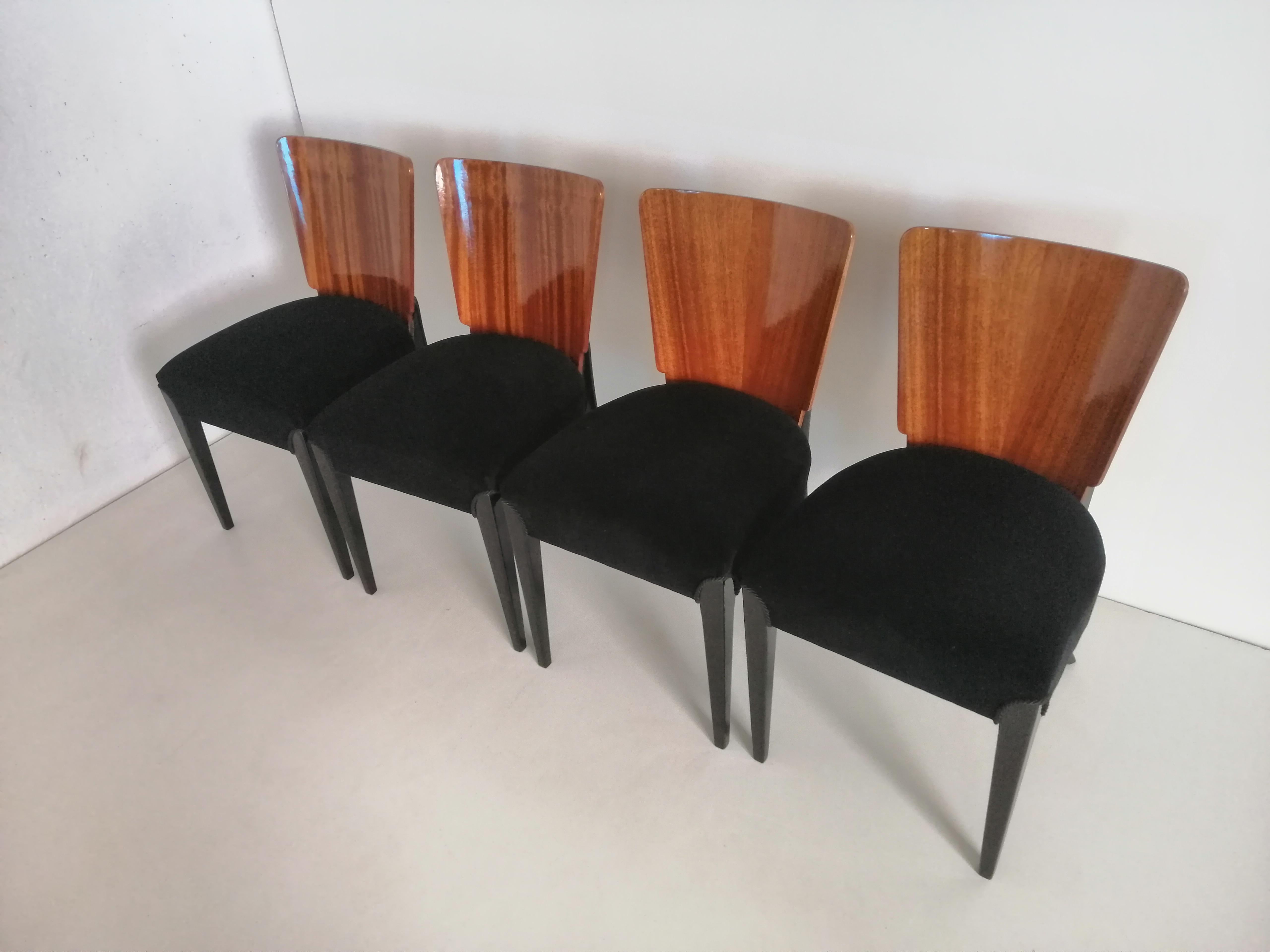 Art Deco four chairs by J.Halabala from 1940 we present the chairs by J.Halabala from 1940s (a Czech designer ranked among the most outstanding creators of the modern period. The peak of his career fell on the 1930s and 1940s when he worked for a