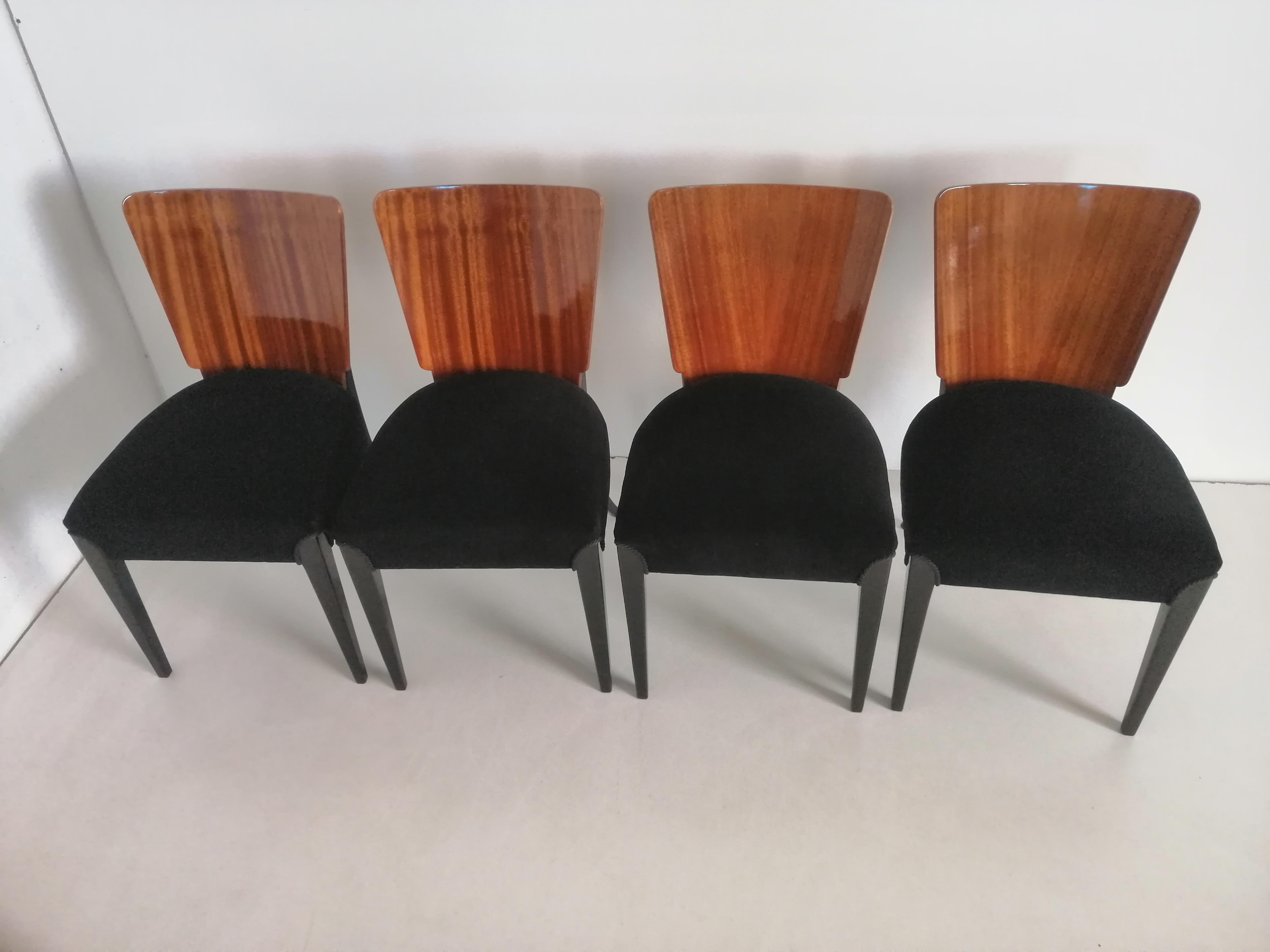 Czech Art Deco 4 Chairs J.Halabala . For Sale