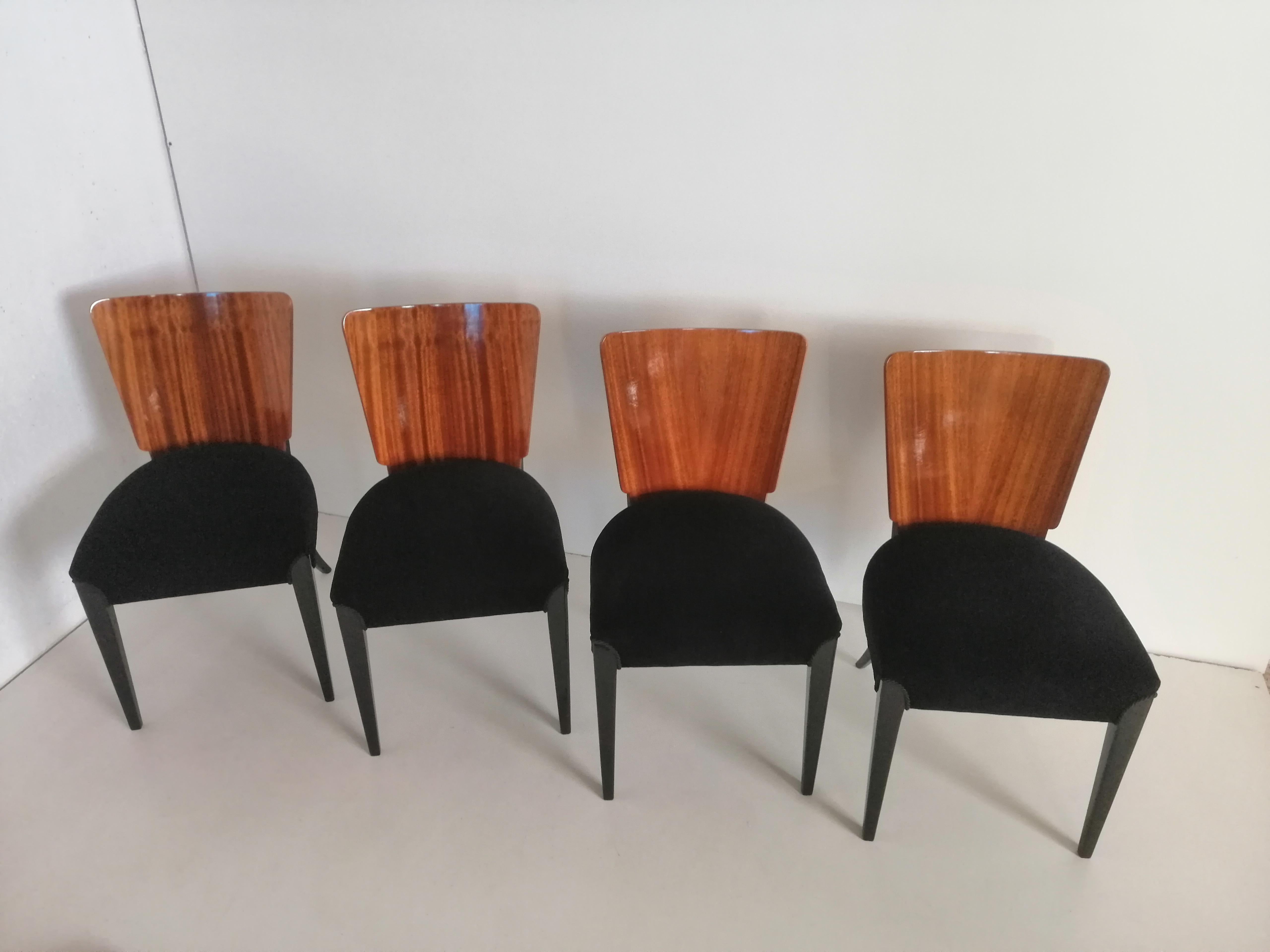 Art Deco 4 Chairs J.Halabala . For Sale 1