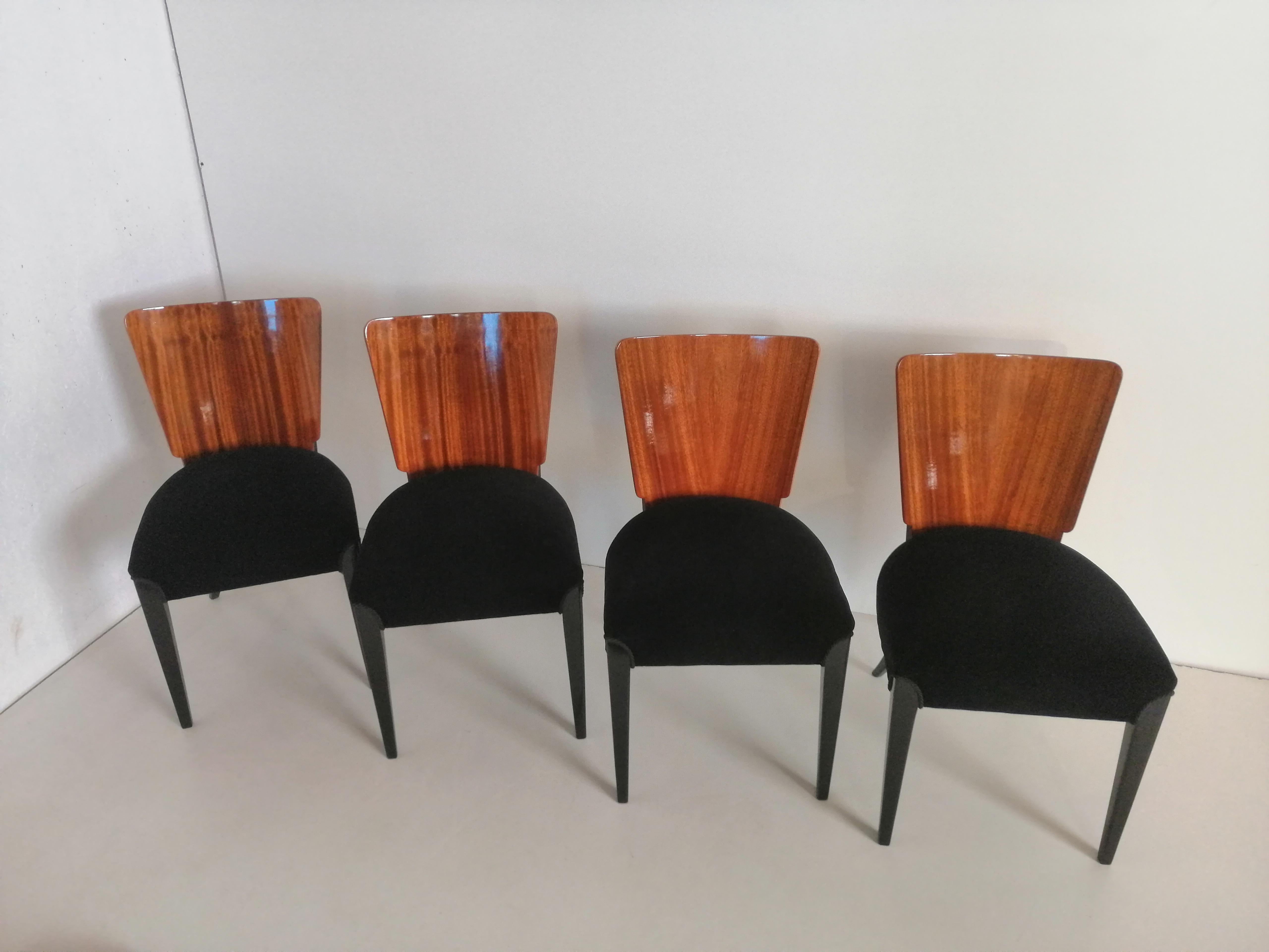 Art Deco 4 Chairs J.Halabala . For Sale 3
