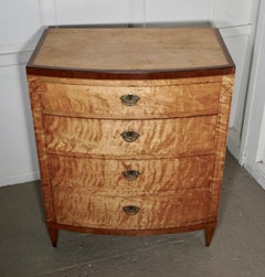 Art Deco 4 Drawer Bow Front Chest of Drawers in Bird’s-Eye Maple
