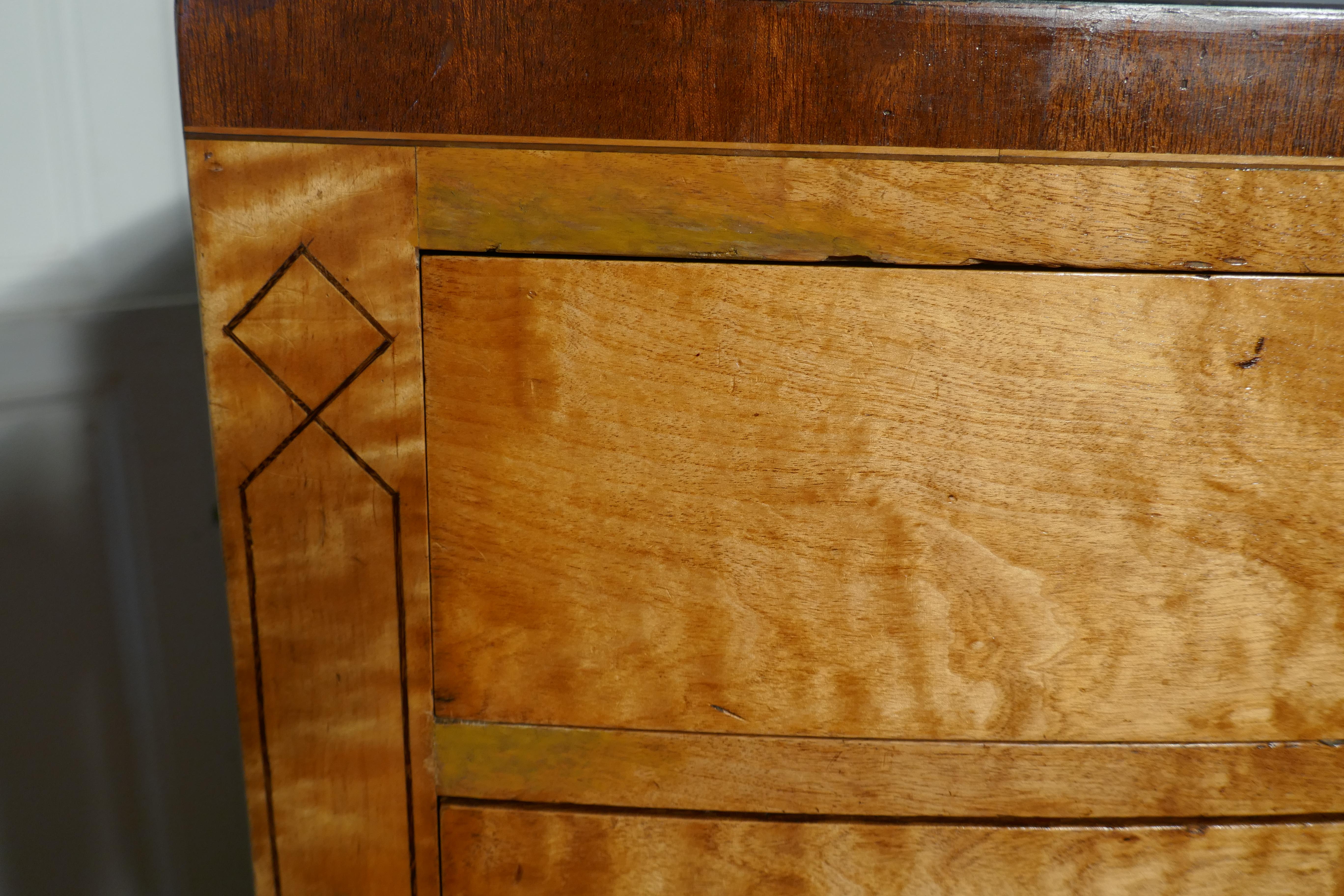 Art Deco 4 Drawer Bow Front Chest of Drawers in Bird’s-Eye Maple 4