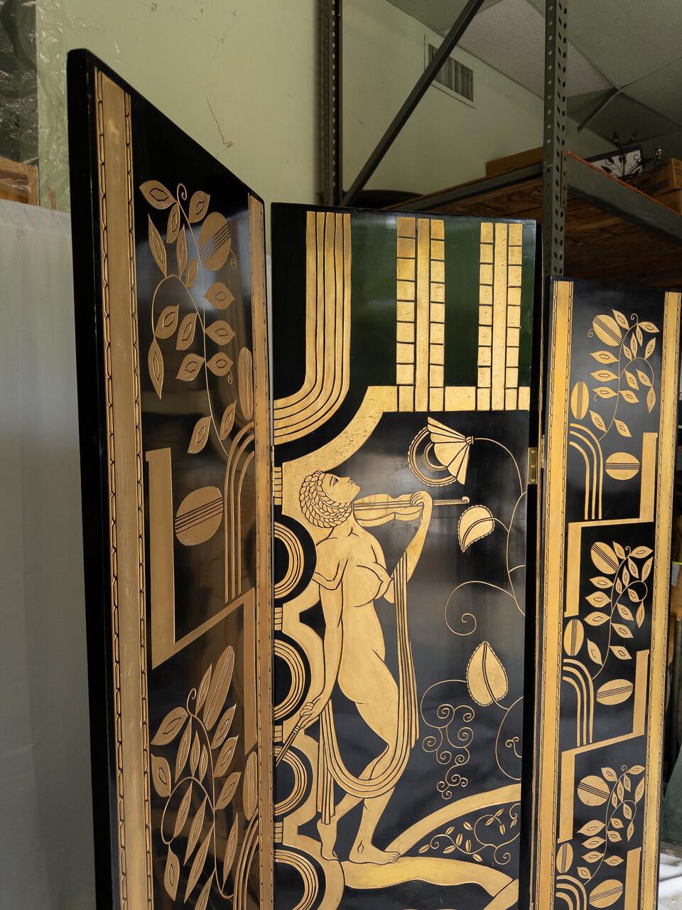 Art Deco 4 Panel Folding Screen attributed to Paul Feher For Sale 2