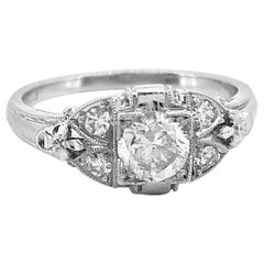 Art Deco .40 Carat Diamond Antique Engagement Ring Platinum