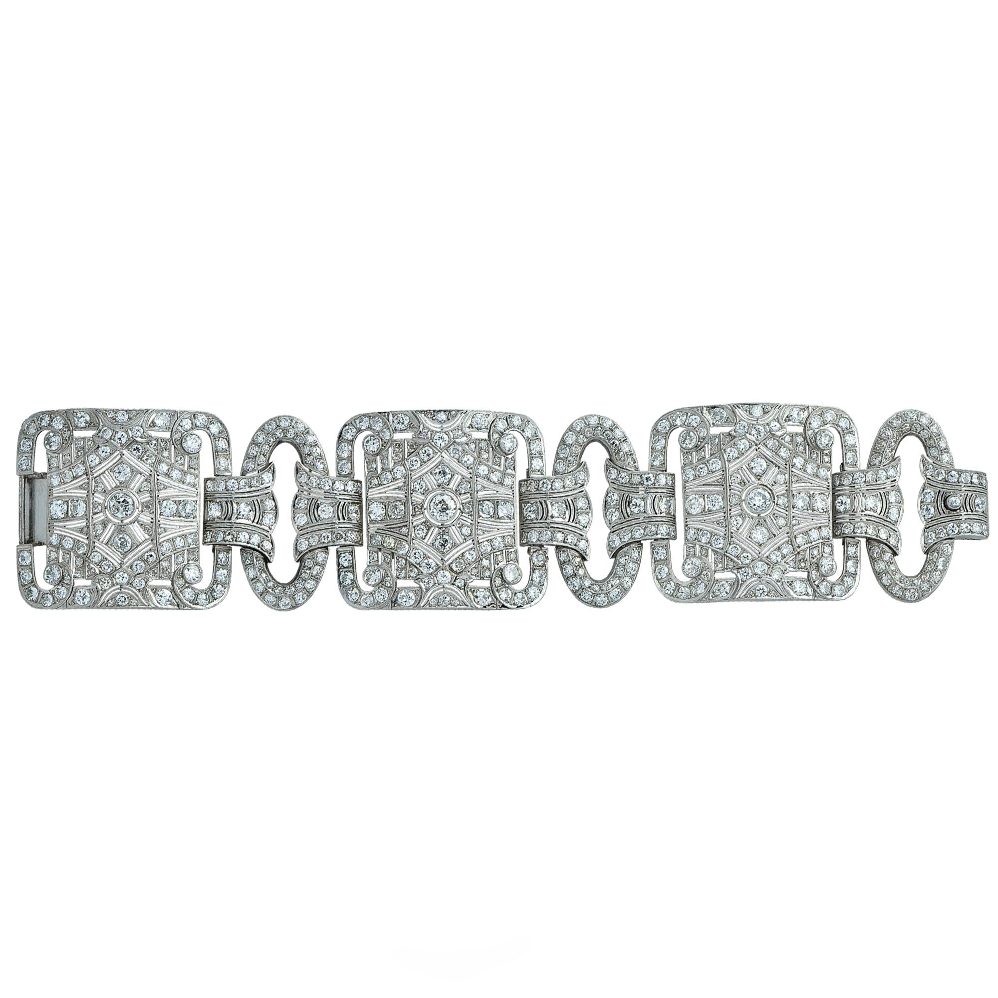 Old European Cut Art Deco 40 Carat Diamond Bracelet